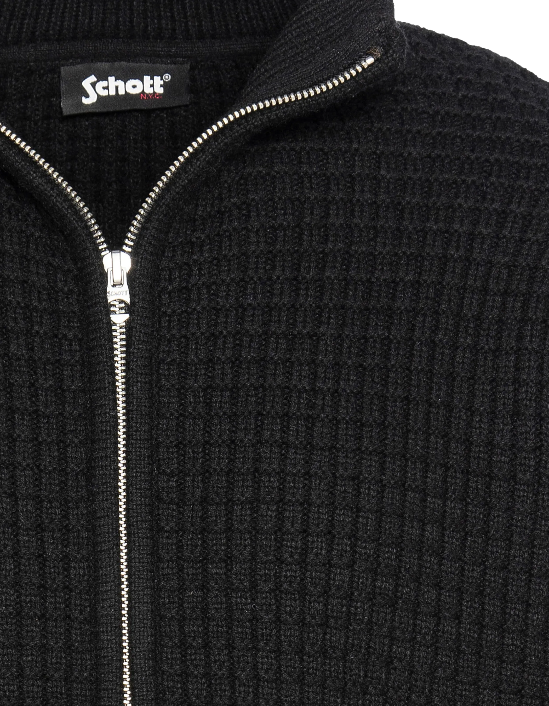 Chaleco negro con cremallera, tejido elegante-6