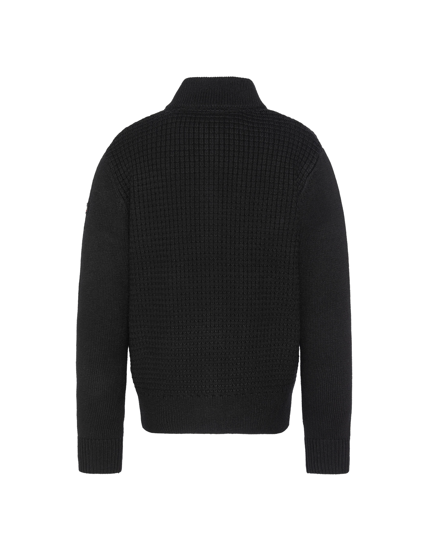 Chaleco negro con cremallera, tejido elegante