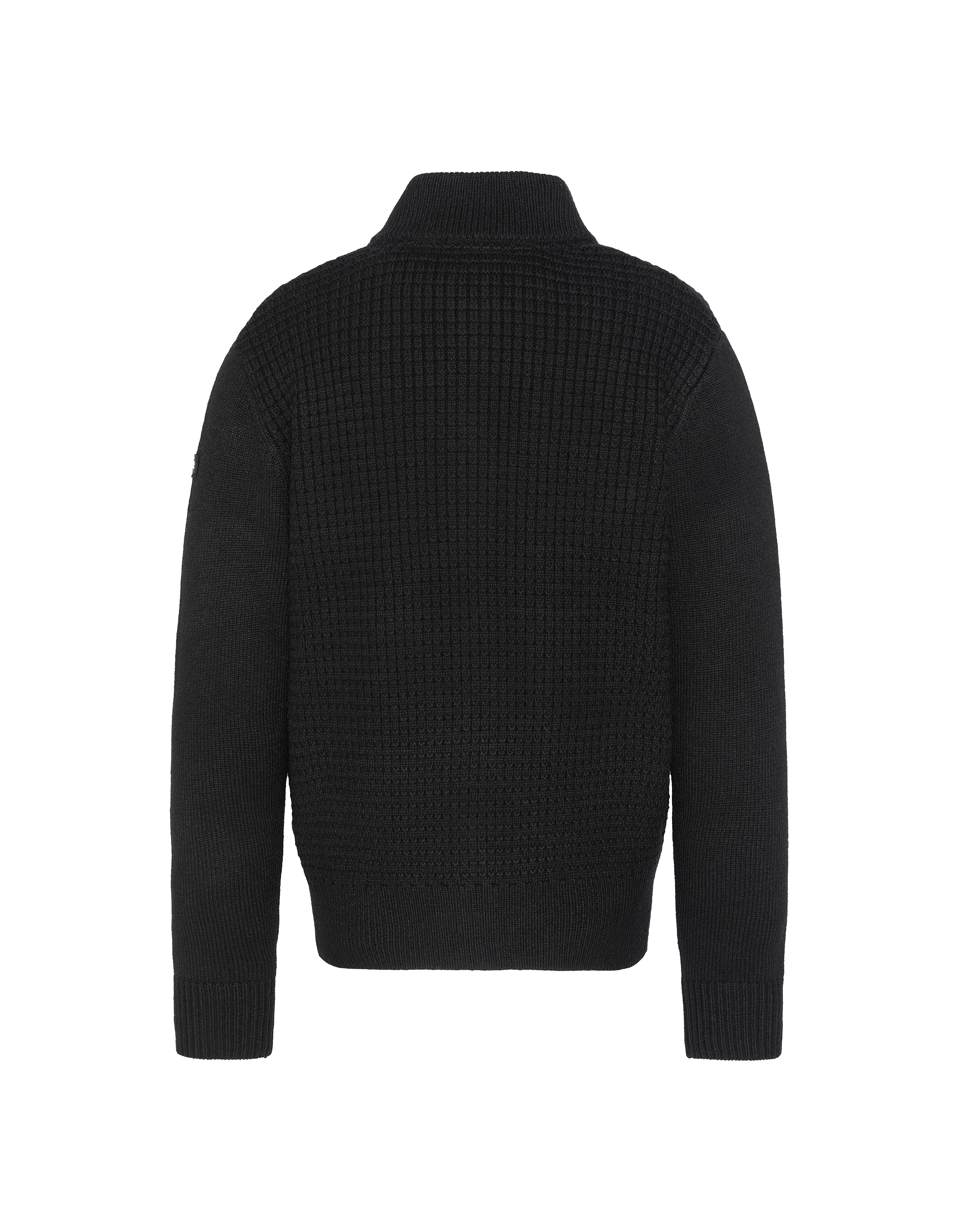 Chaleco negro con cremallera, tejido elegante-7