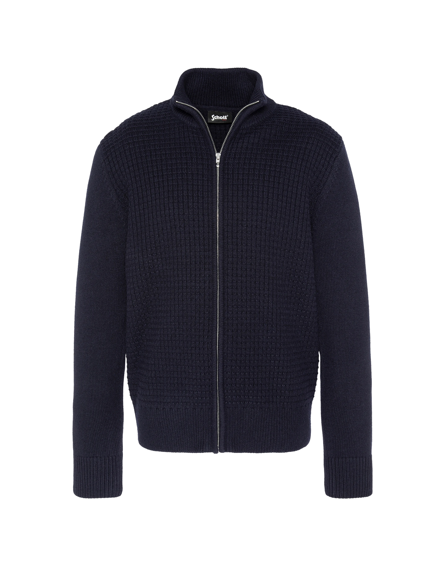 Chaleco azul marino con cremallera, tejido elegante