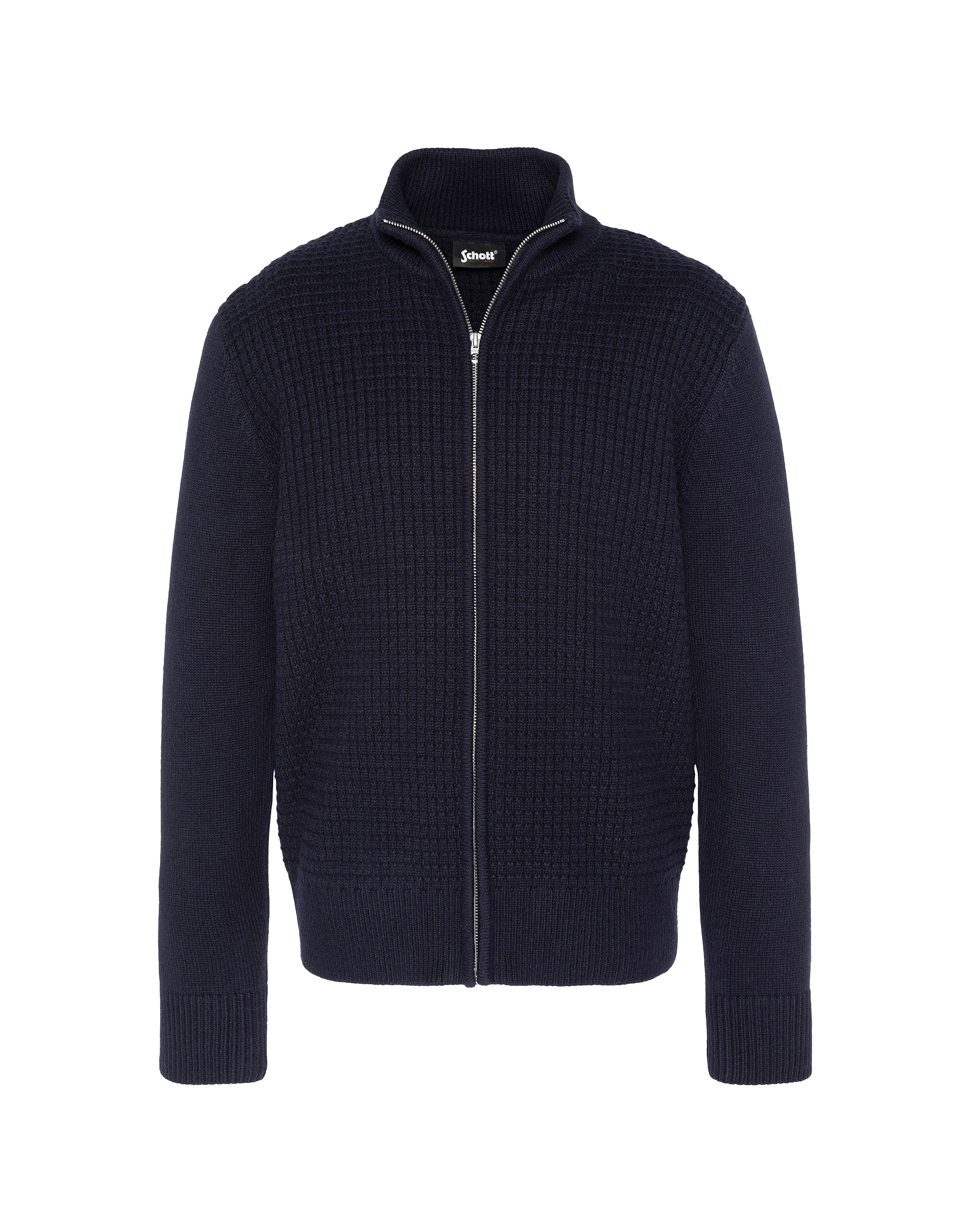 Chaleco azul marino con cremallera, tejido elegante-1