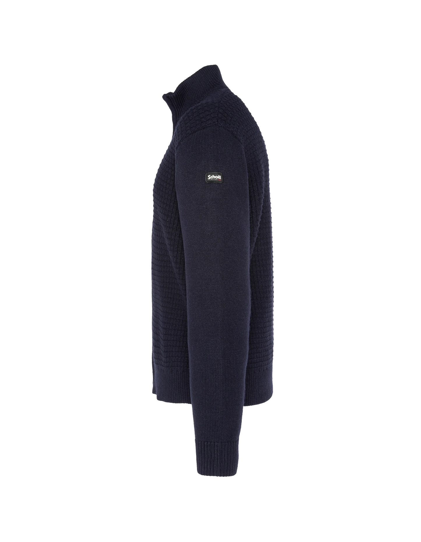 Chaleco azul marino con cremallera, tejido elegante