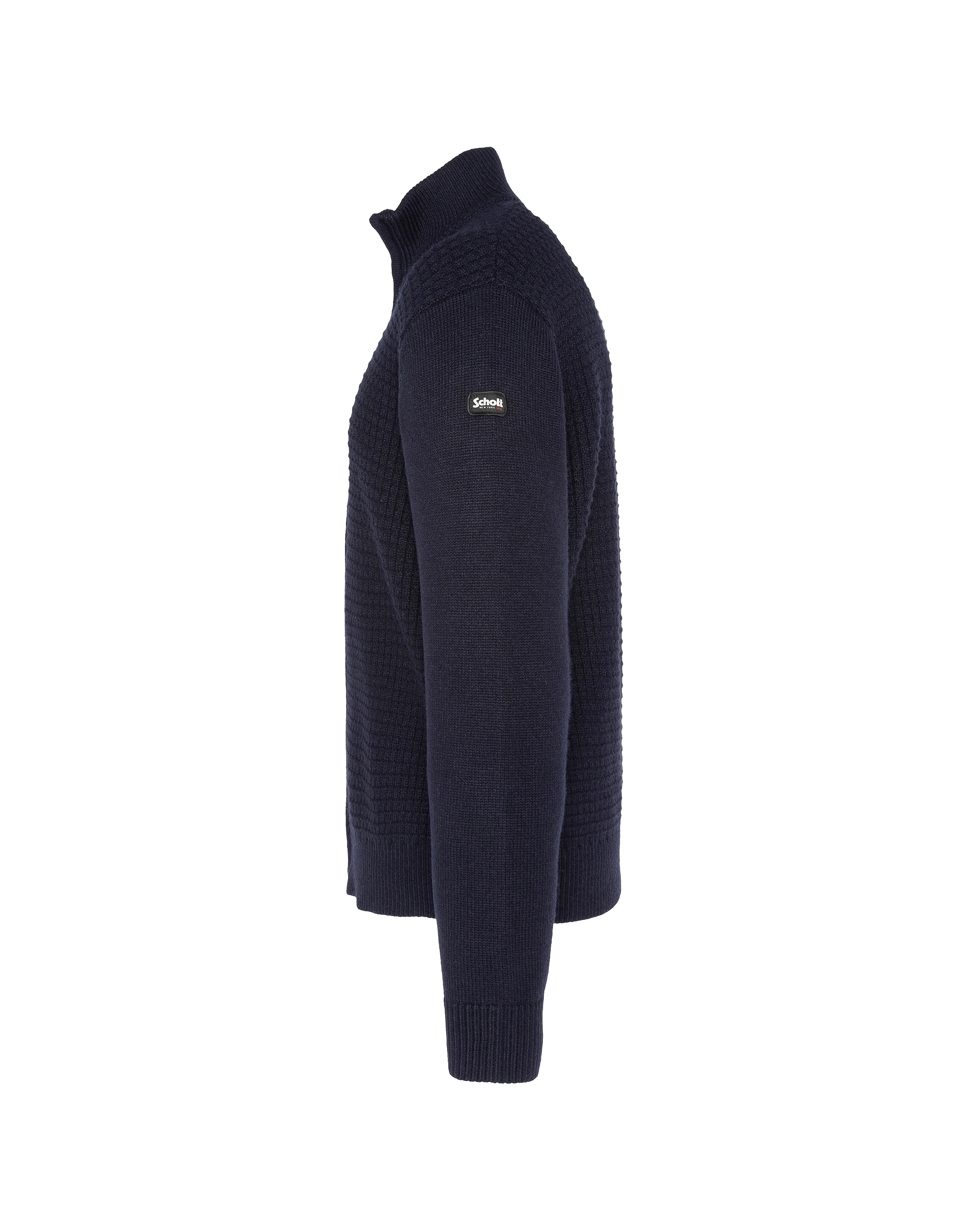 Chaleco azul marino con cremallera, tejido elegante-3