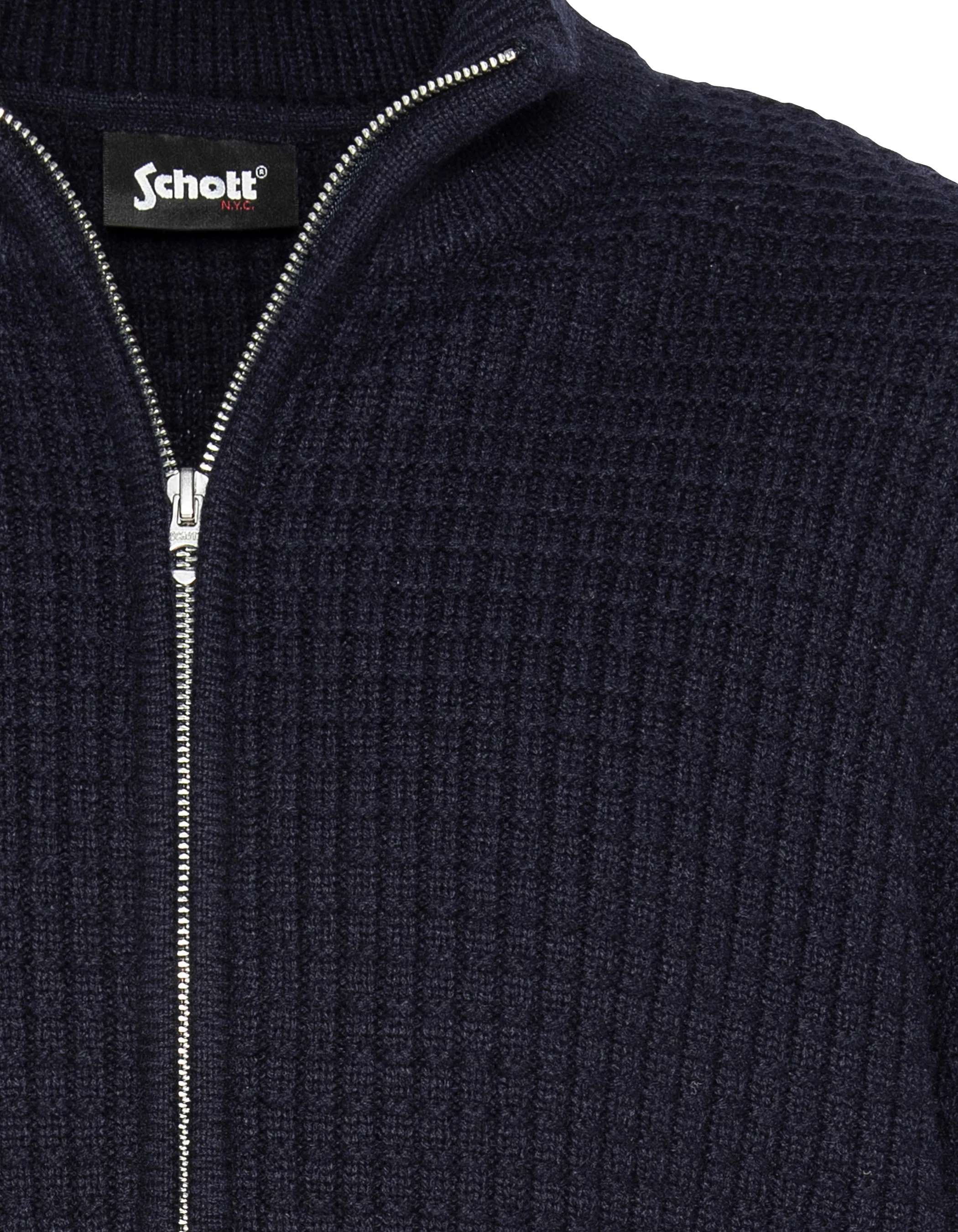 Chaleco azul marino con cremallera, tejido elegante-4