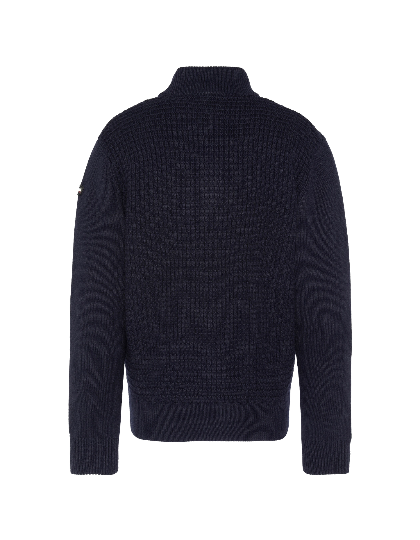 Chaleco azul marino con cremallera, tejido elegante