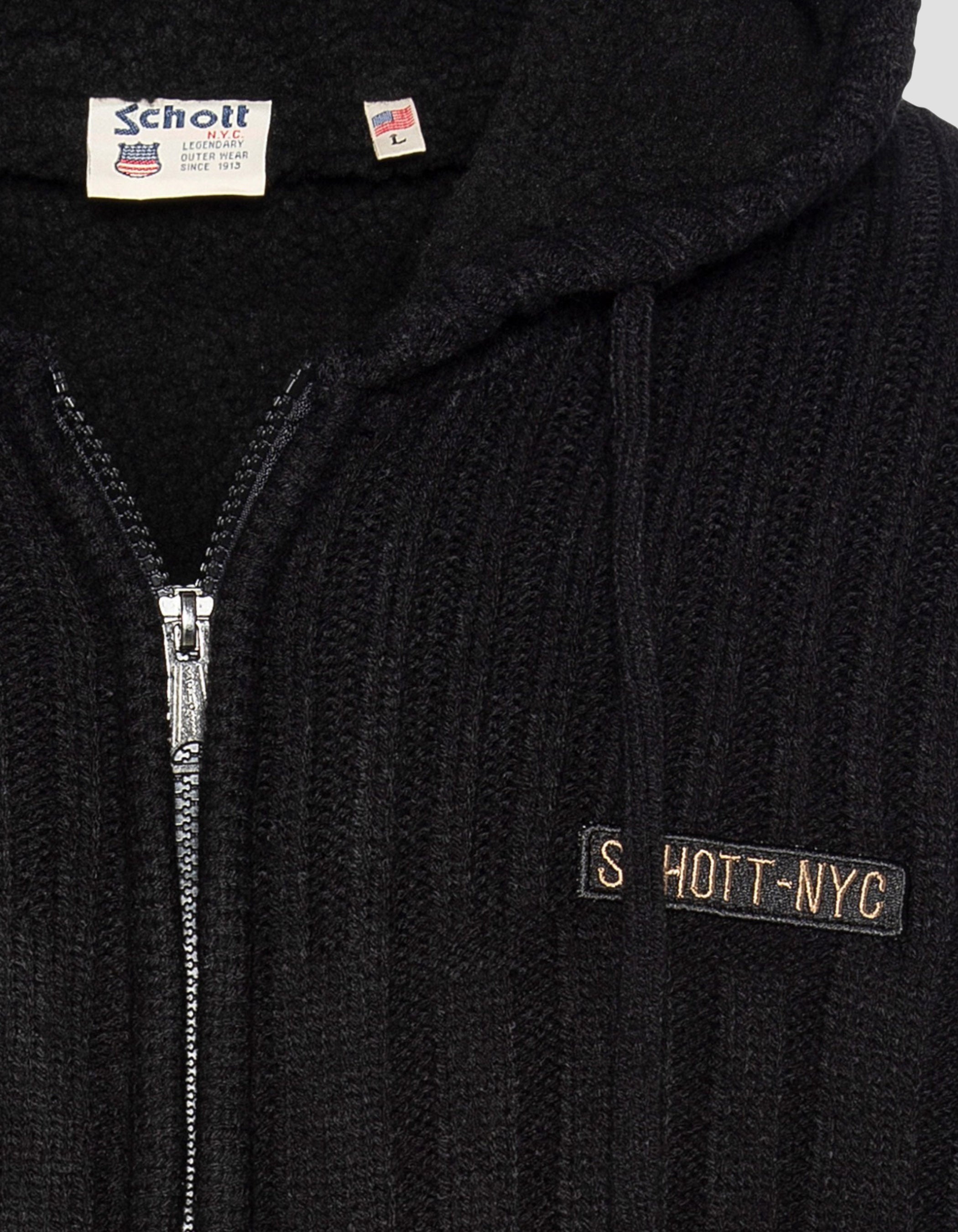 Giubbotto con cappuccio nero foderato di sherpa-6