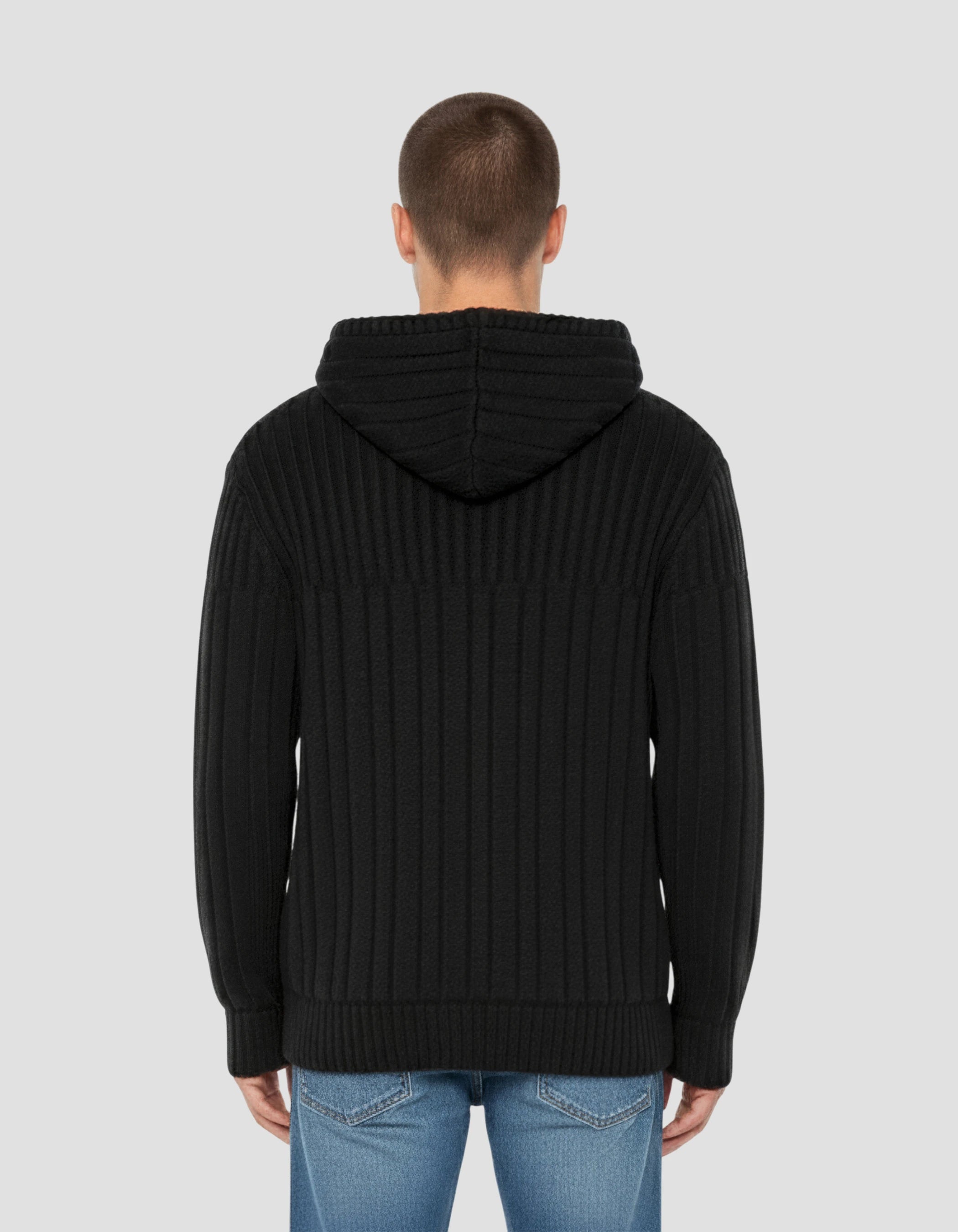 Giubbotto con cappuccio nero foderato di sherpa-4