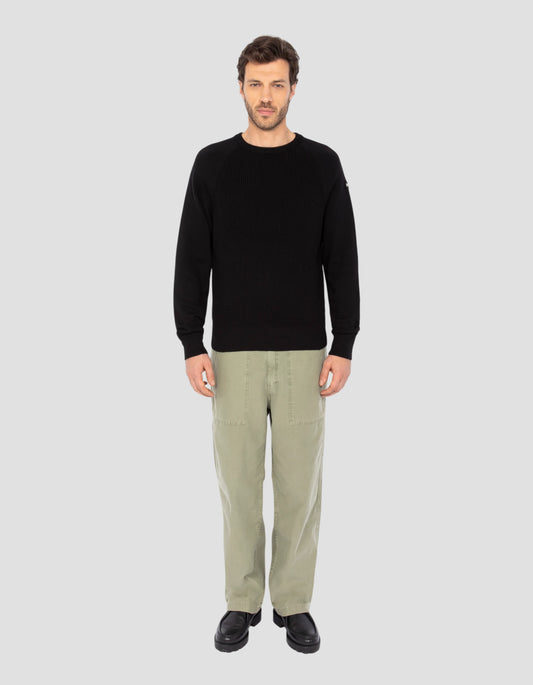 Black round neck sweater honeycomb