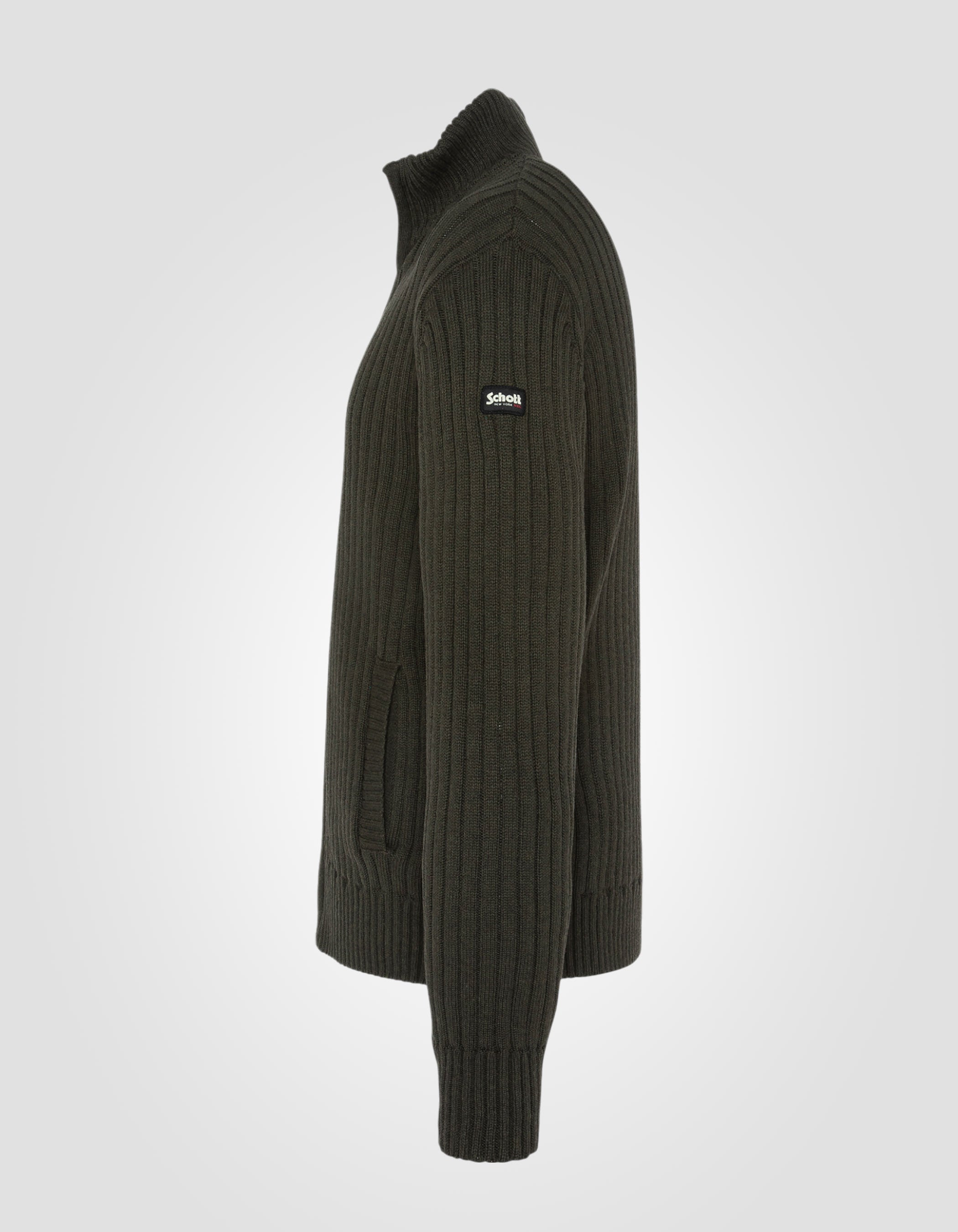 Cardigan zippé kaki foncé recyclé-3