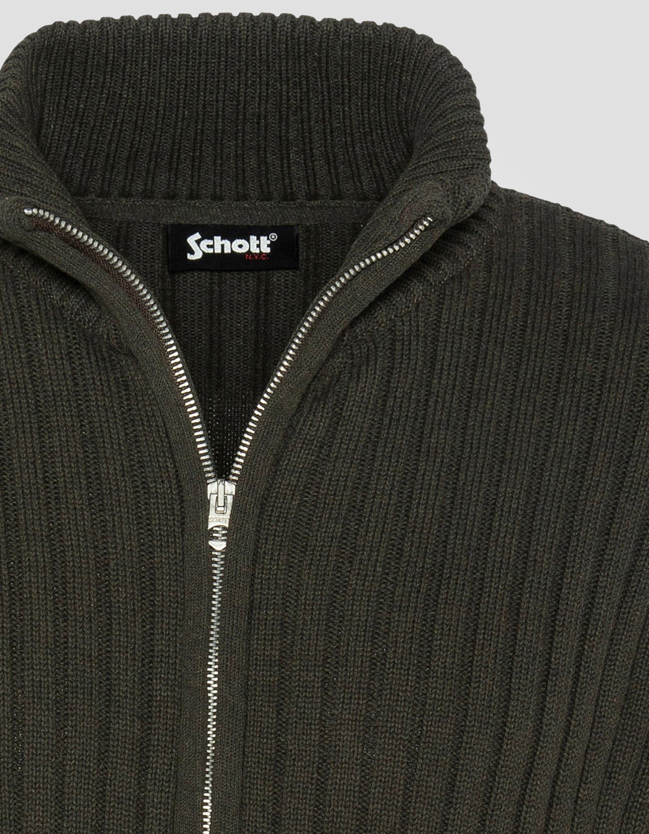 Cardigan zippé kaki foncé recyclé-4