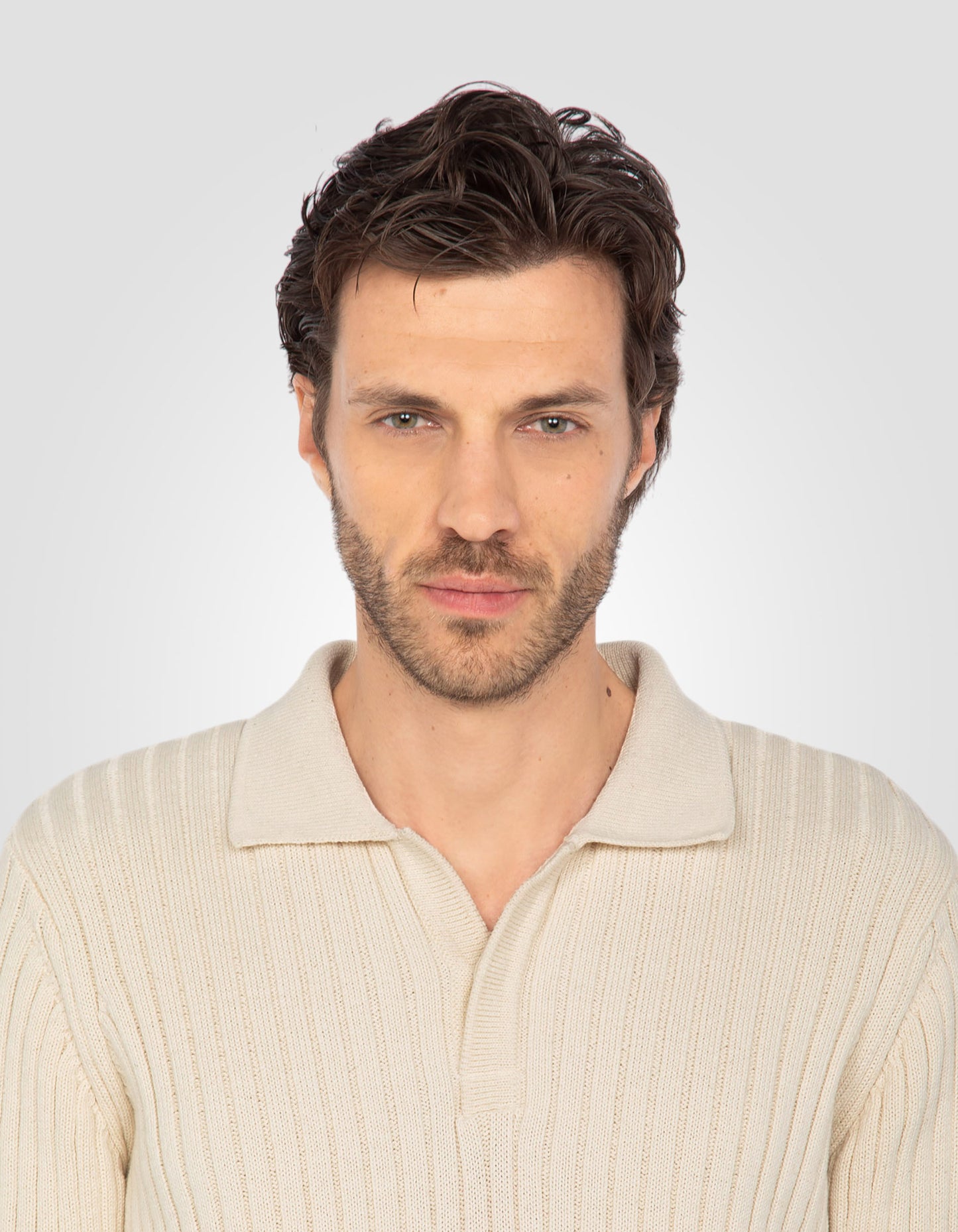 Pull côtelé col polo