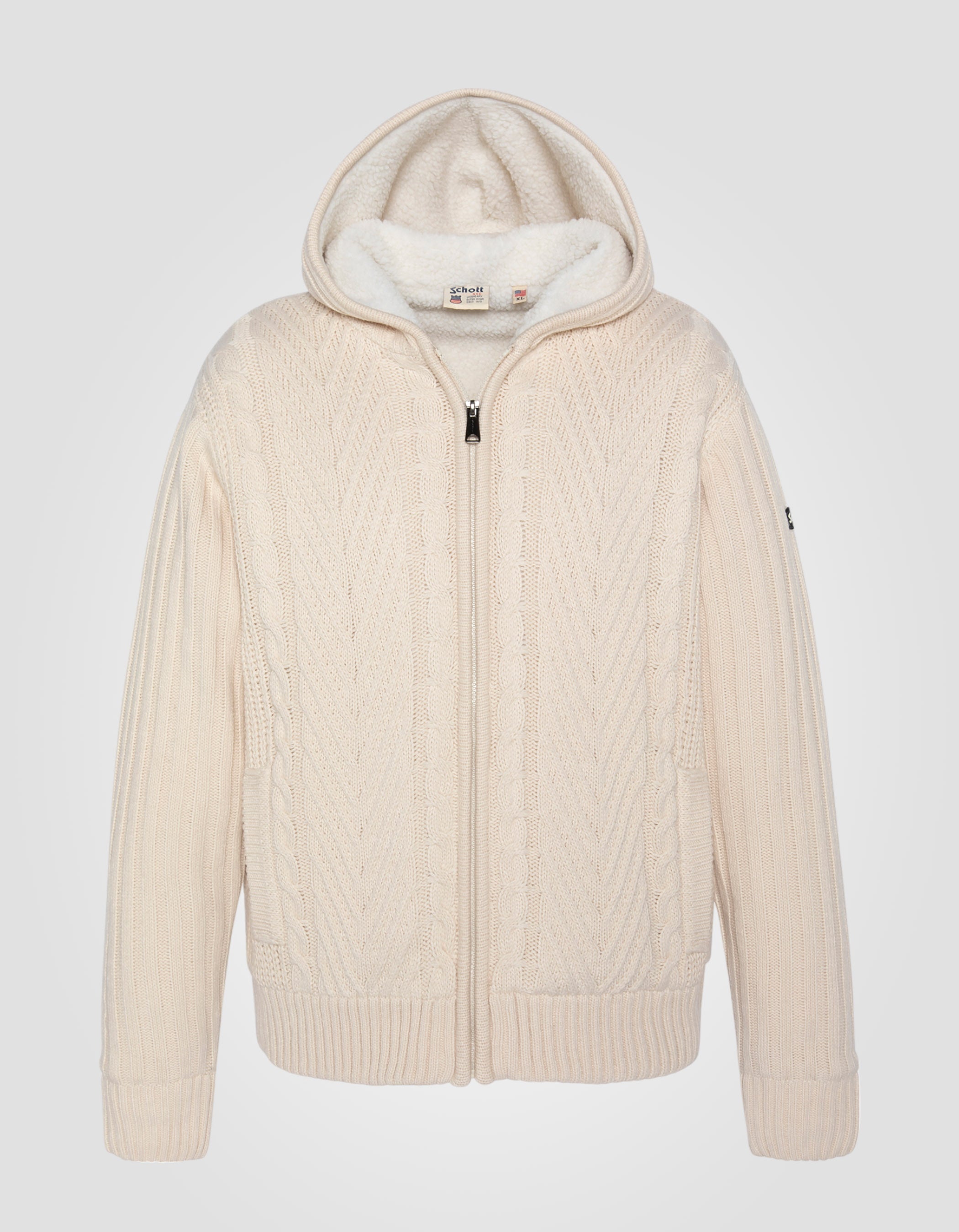 Elfenbein Kapuzenbezeichnung Sherpa Weste-1