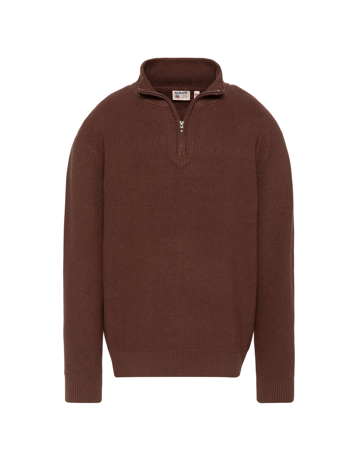 Pull camionneur chocolat en maille texturée-1