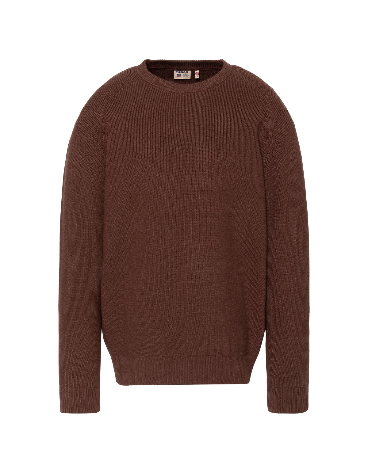 Pull col rond chocolat en maille texturée
