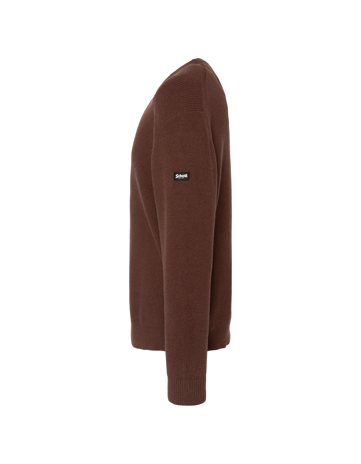 Pull col rond chocolat en maille texturée