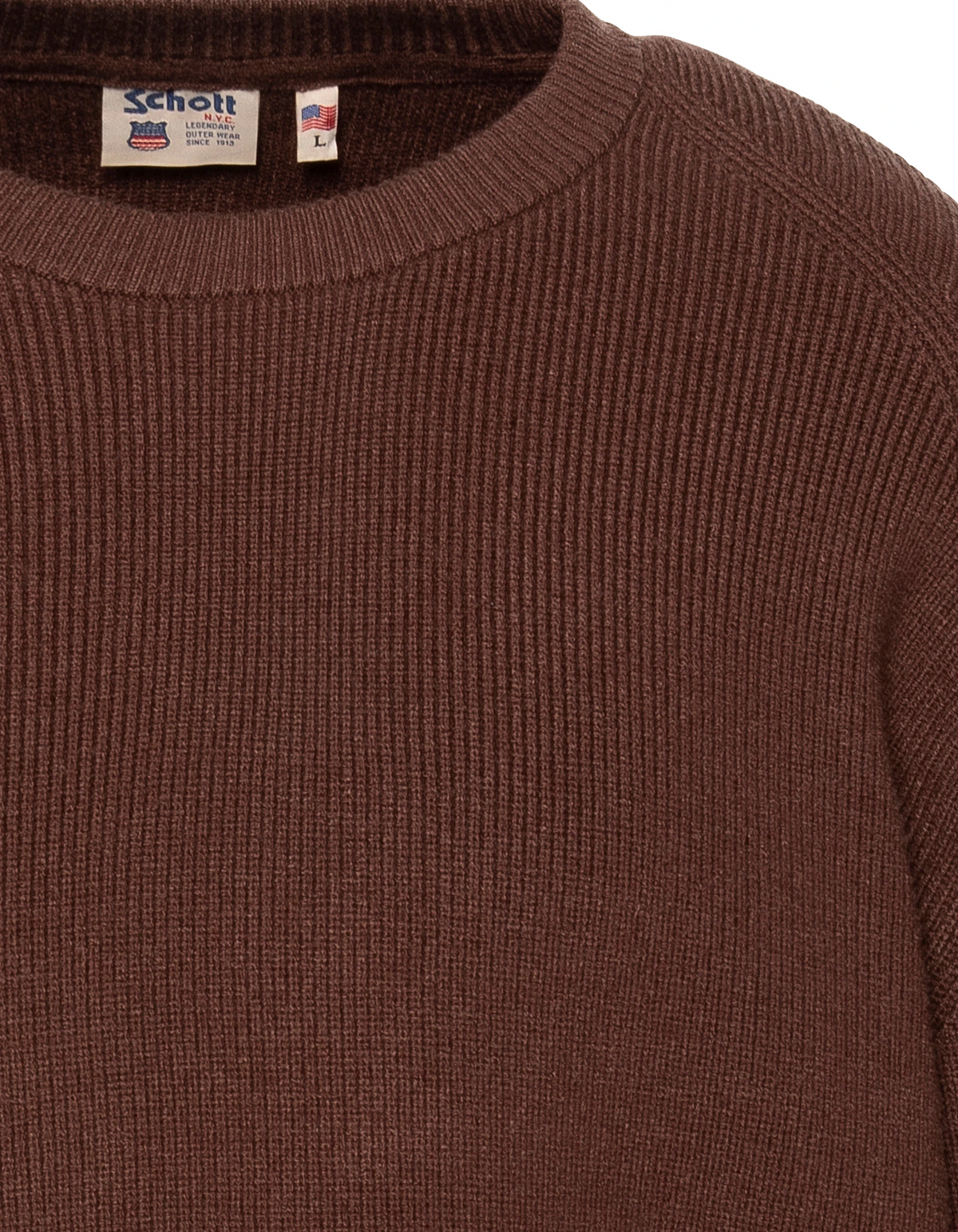 Pull col rond chocolat en maille texturée-4