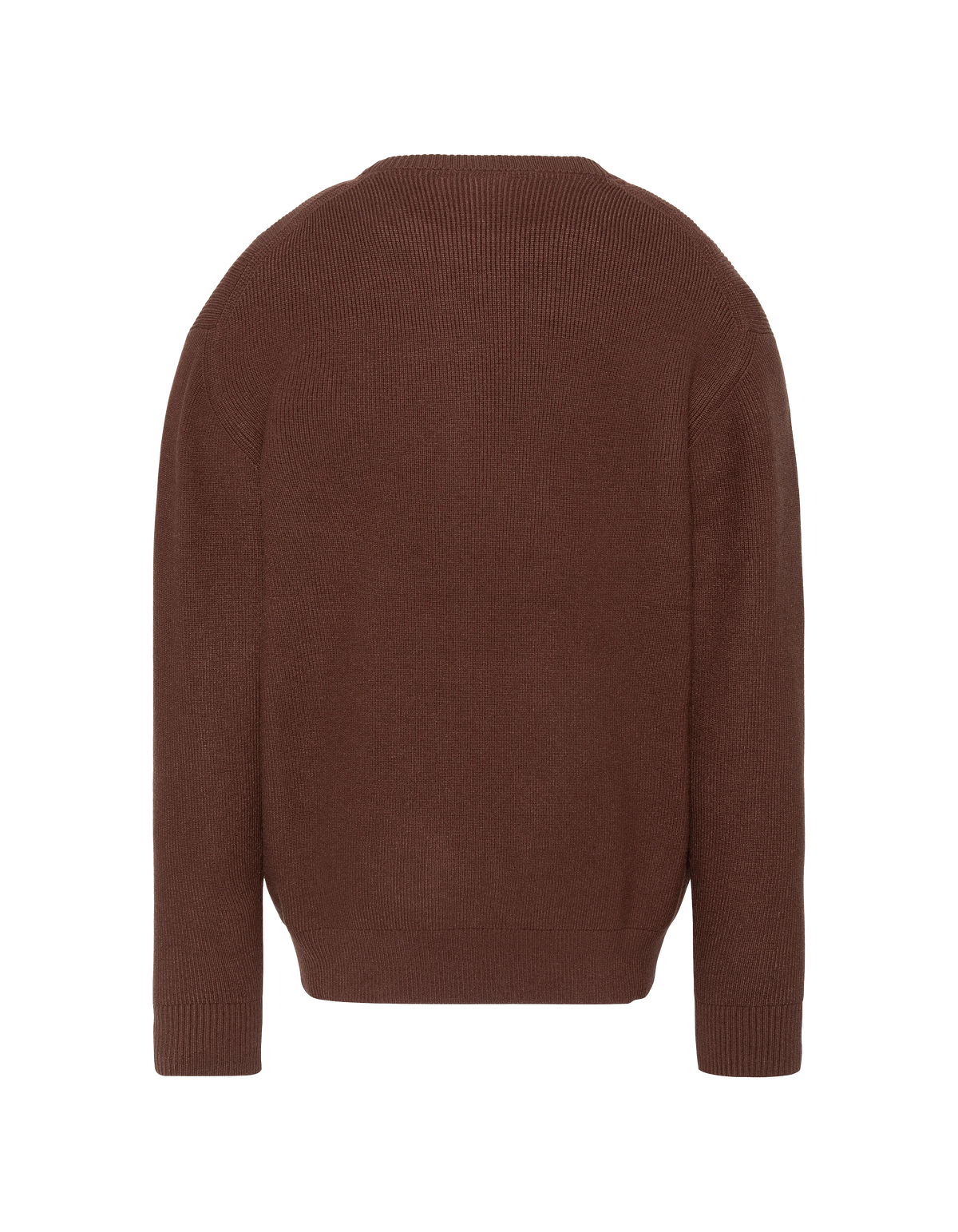 Pull col rond chocolat en maille texturée-2