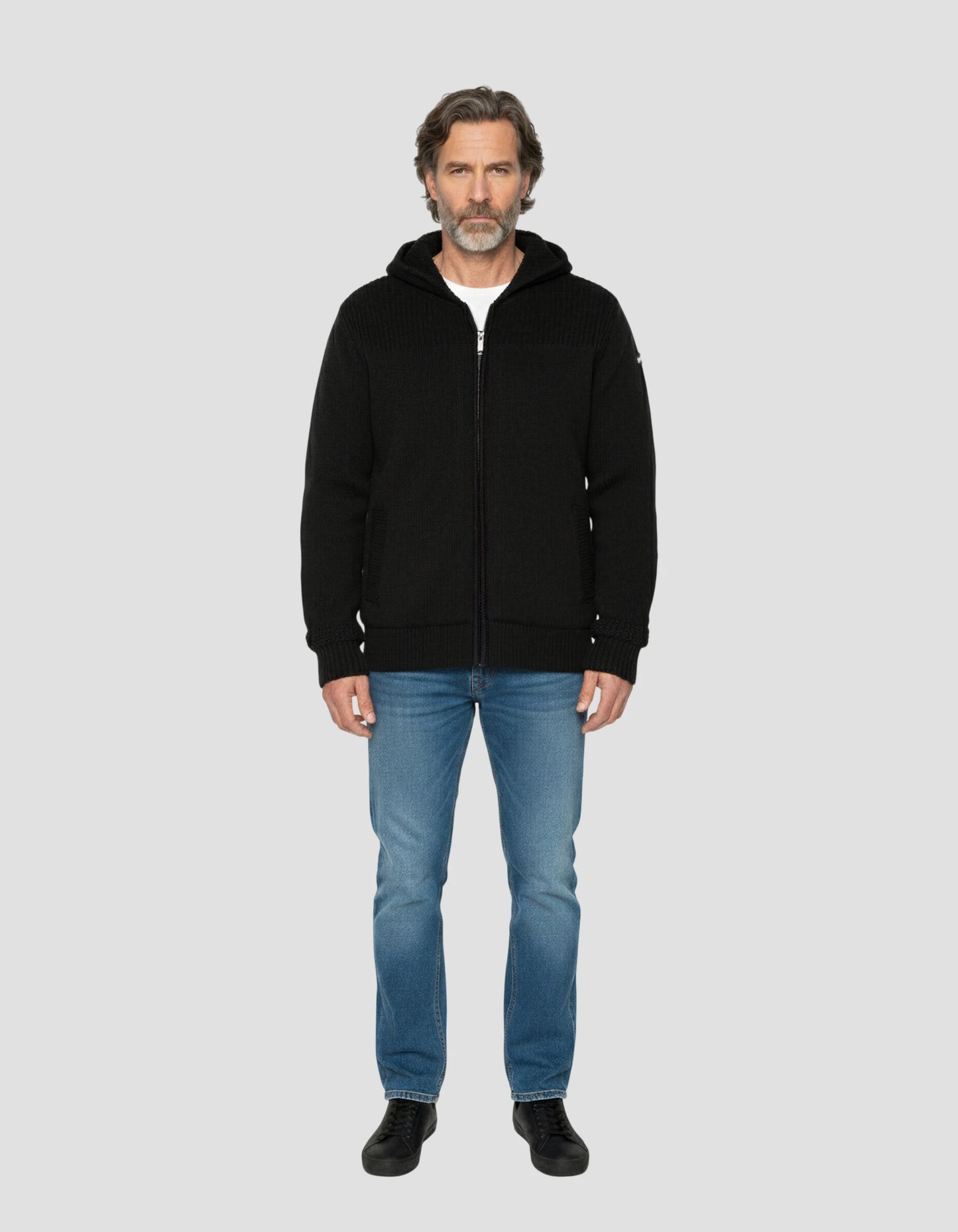 Sherpa mit schwarze Kapuze -Weste mit Kapuze mit Kapuze