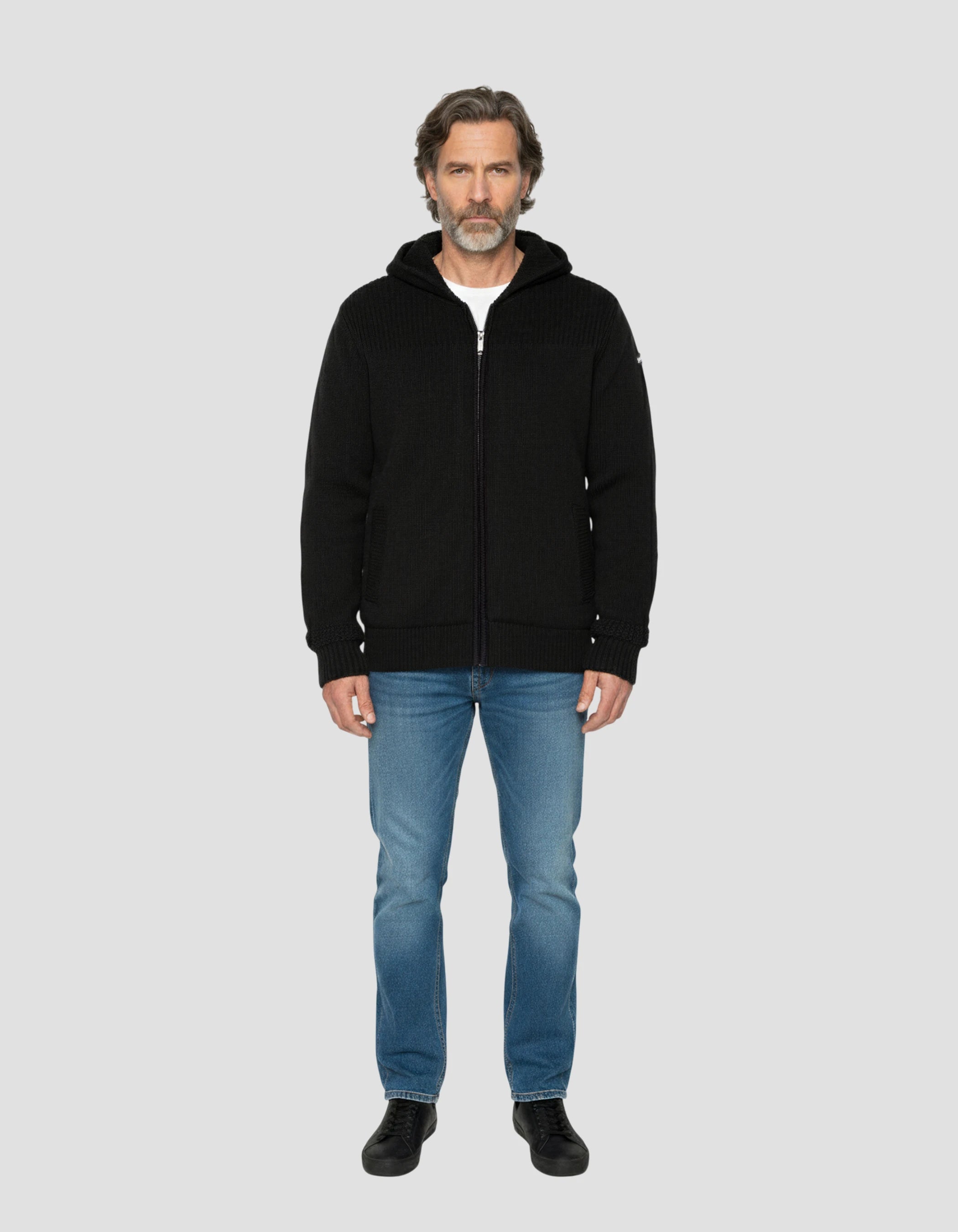 Sherpa mit schwarze Kapuze -Weste mit Kapuze mit Kapuze-1