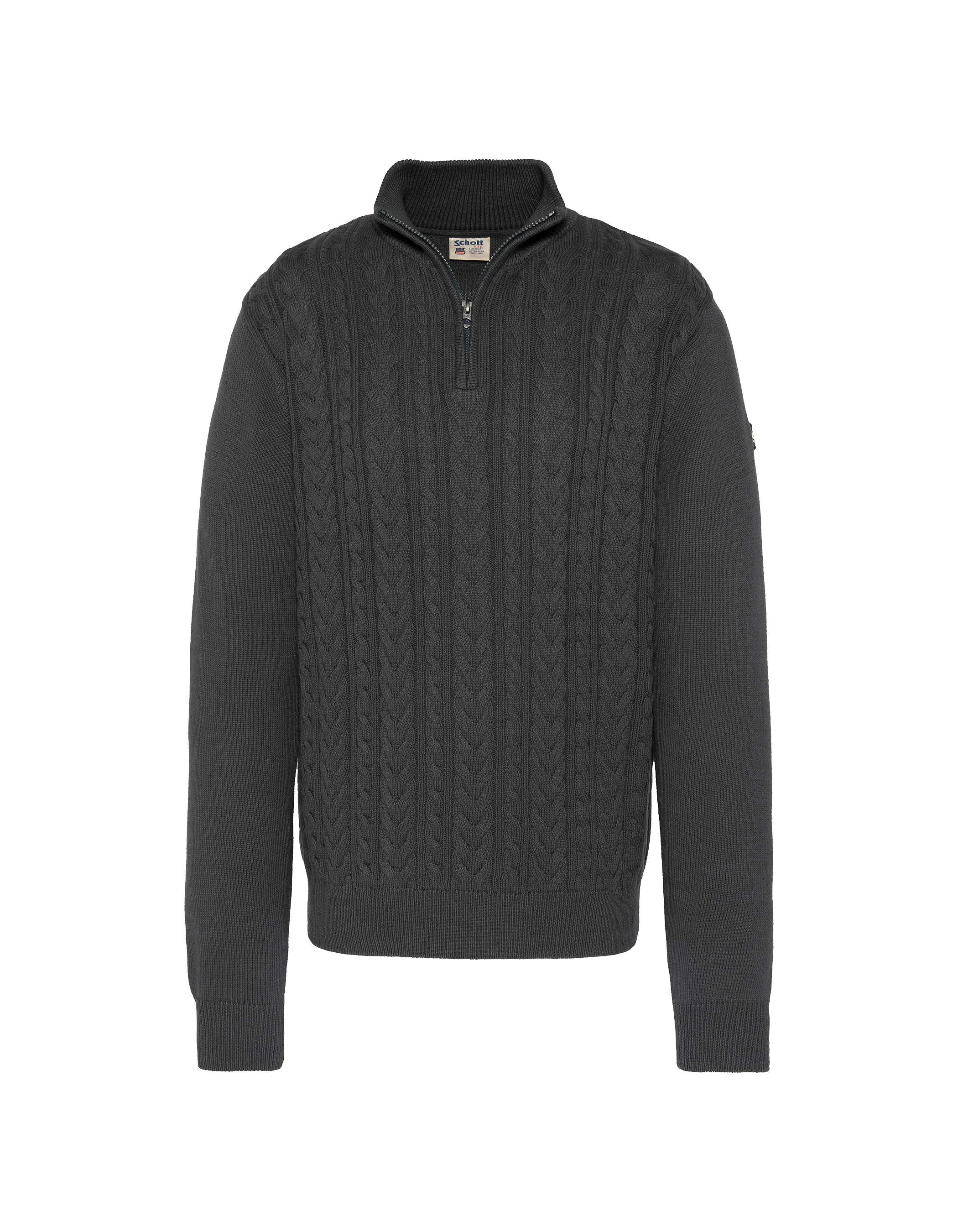 Pull camionneur anthracite, maille torsadée-1