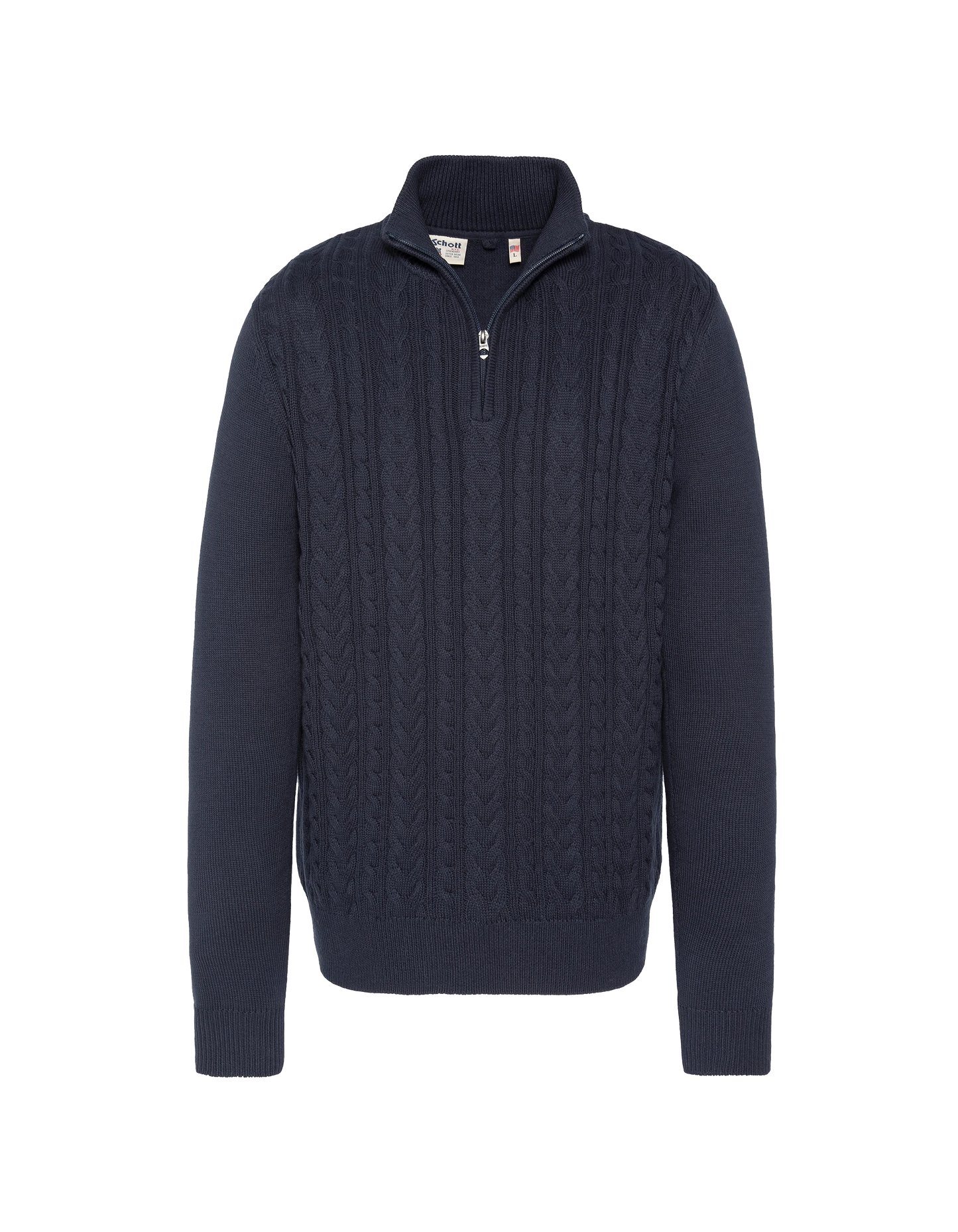 Pull camionneur bleu marine, maille torsadée