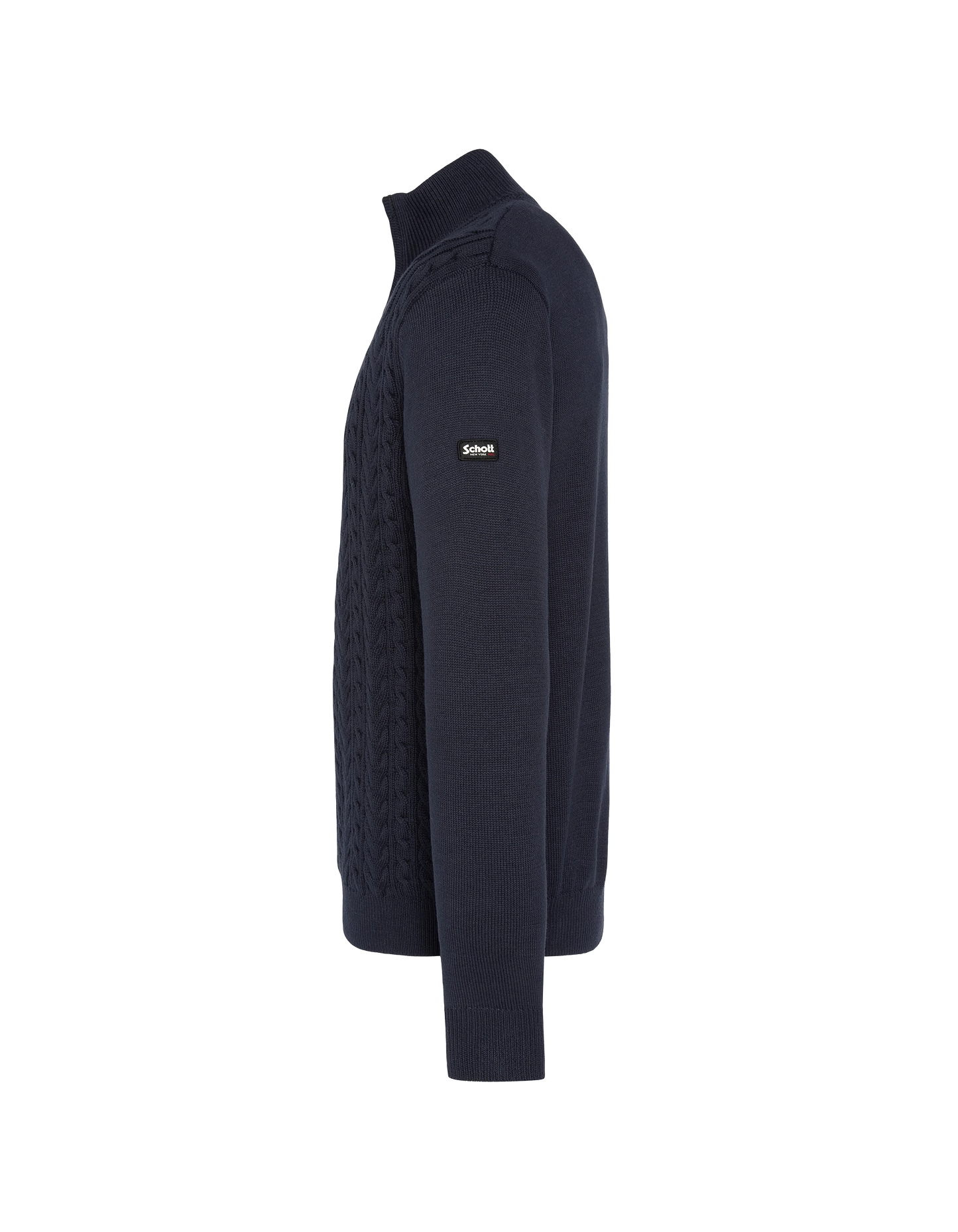 Pull camionneur bleu marine, maille torsadée