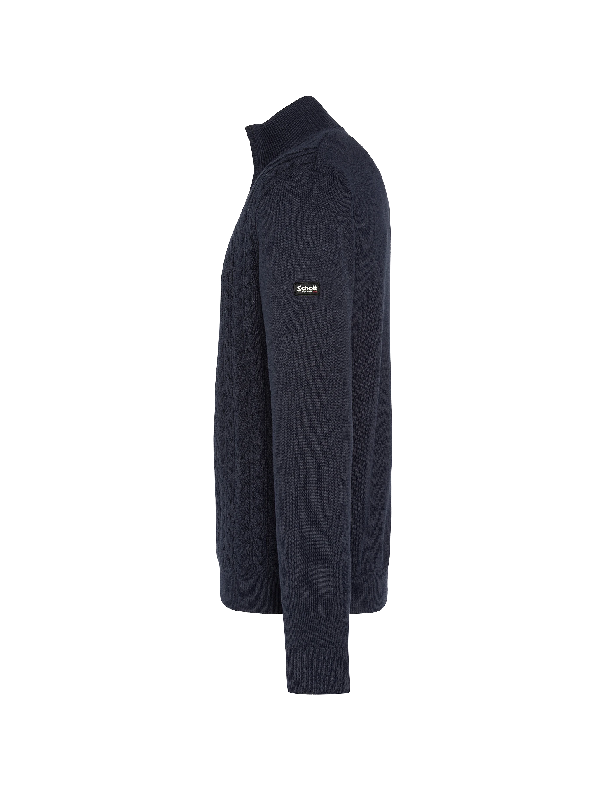 Pull camionneur bleu marine, maille torsadée-3