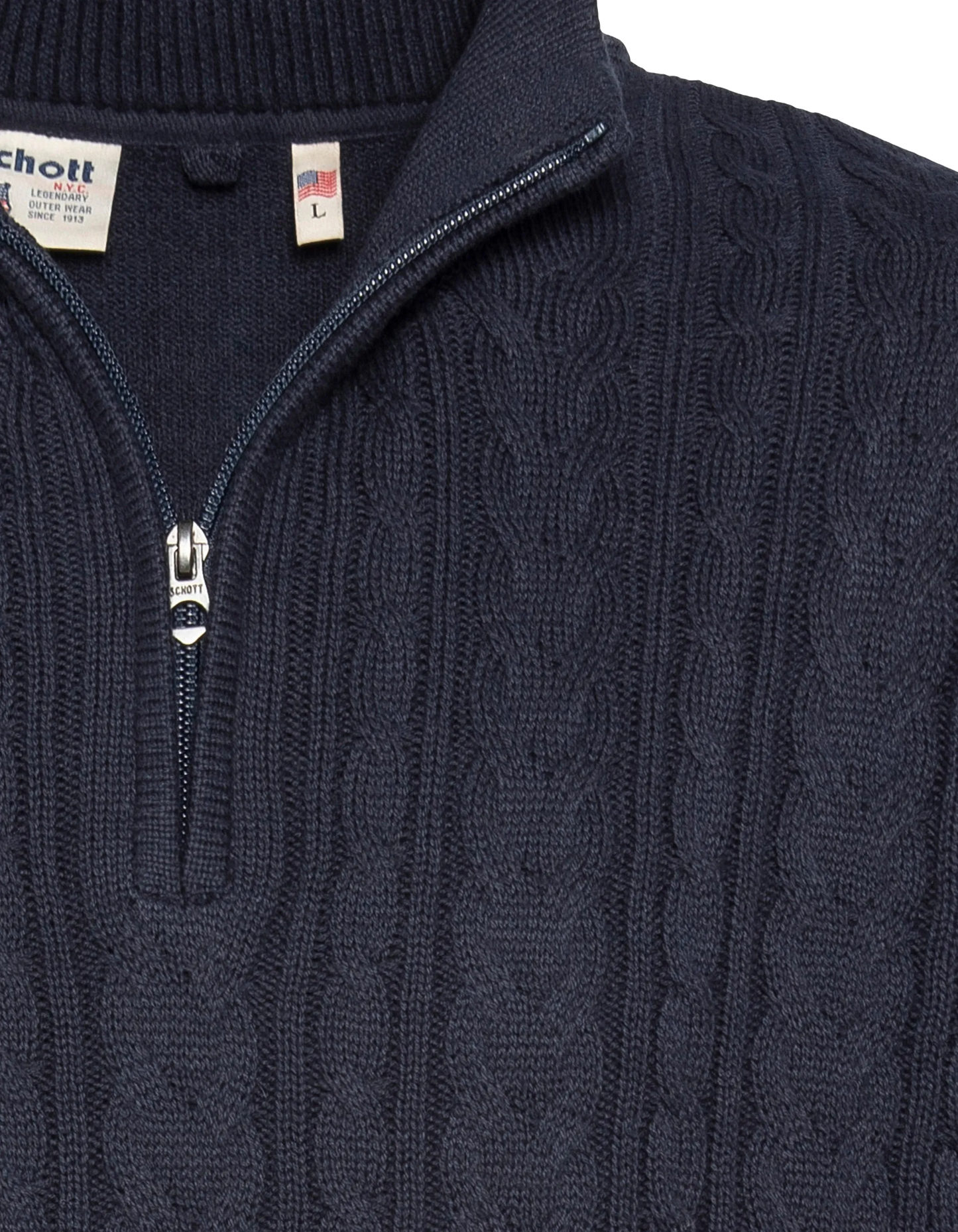 Pull camionneur bleu marine, maille torsadée