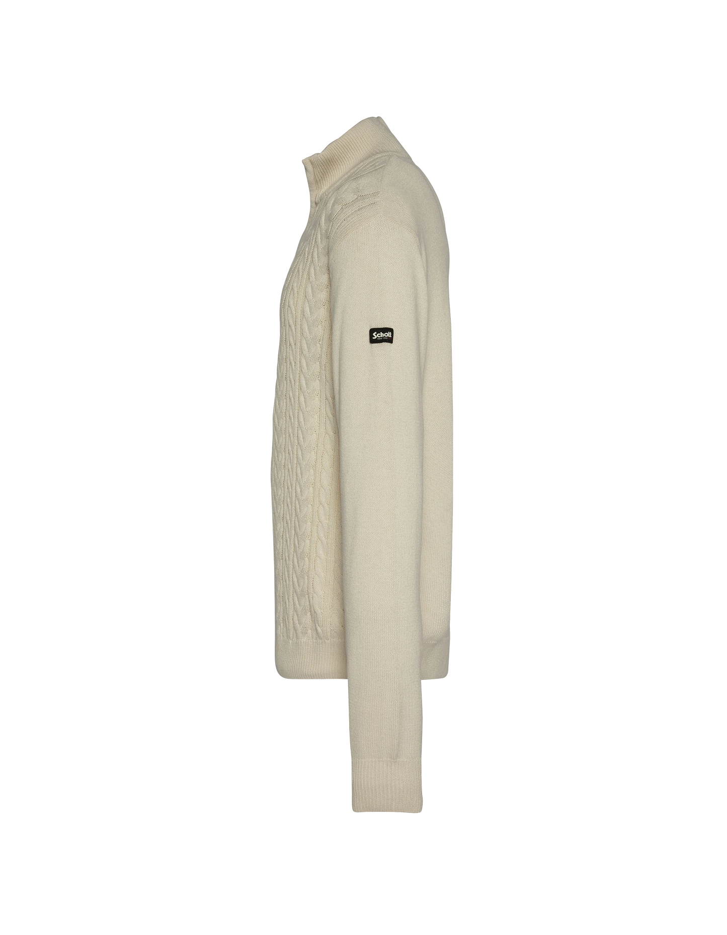 Broken white trucker sweater, twisted mesh