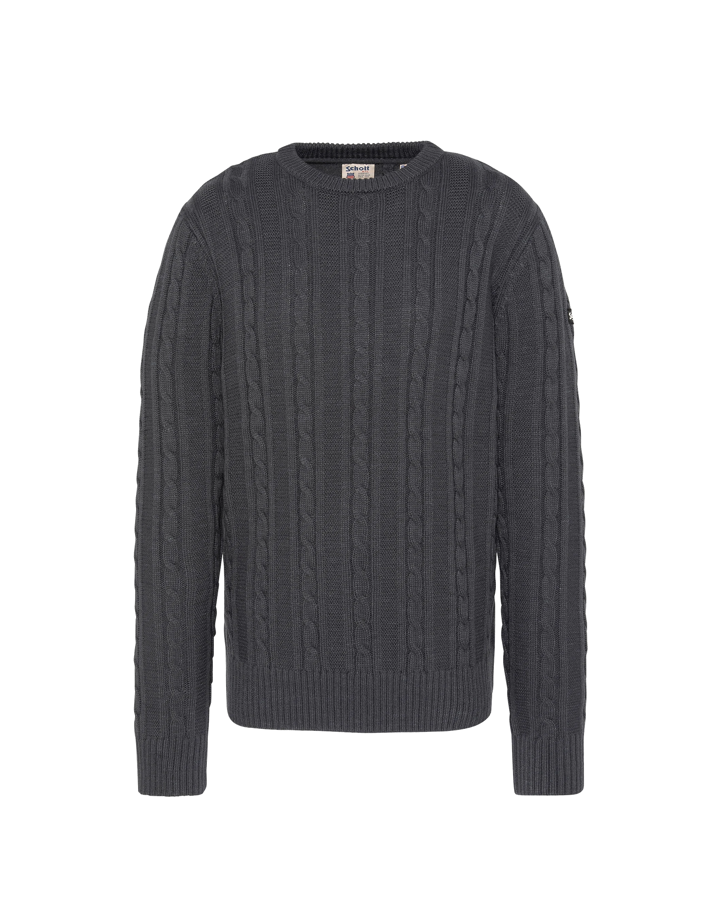 Pull col rond anthracite, maille torsadée