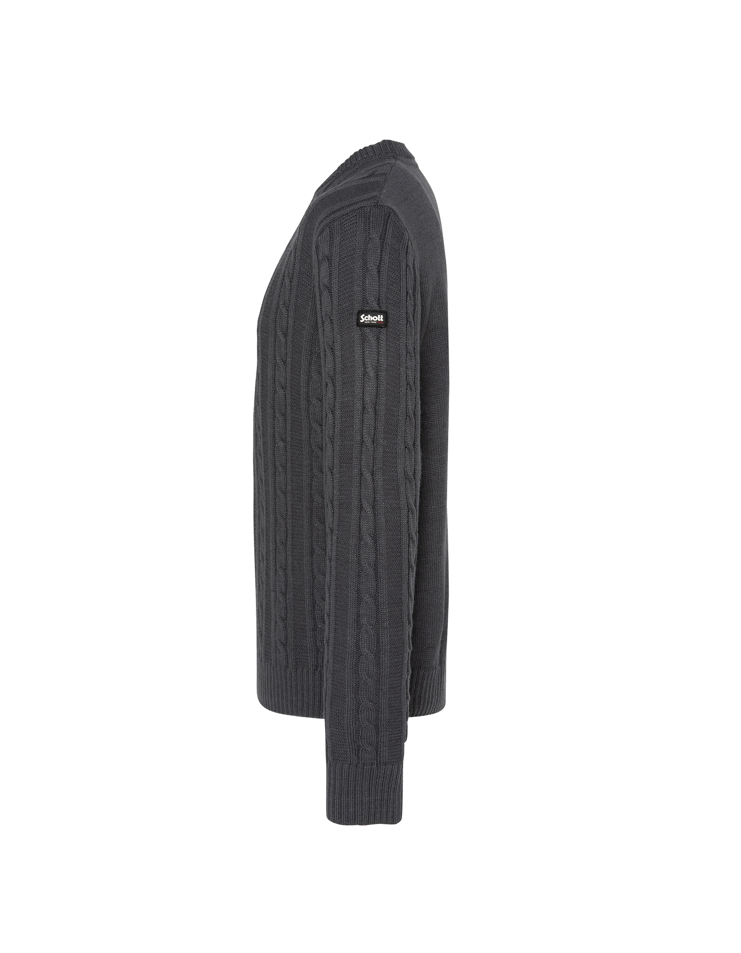 Pull col rond anthracite, maille torsadée