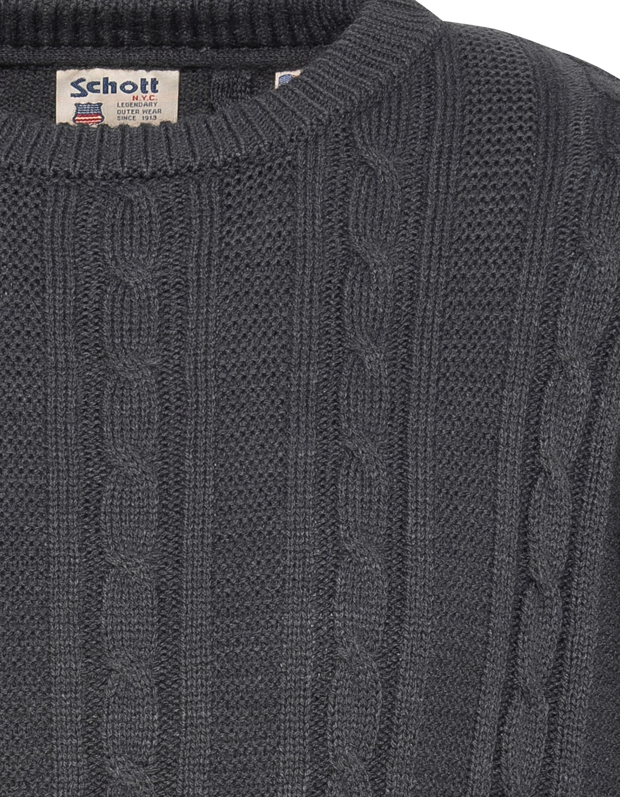 Pull col rond anthracite, maille torsadée-4