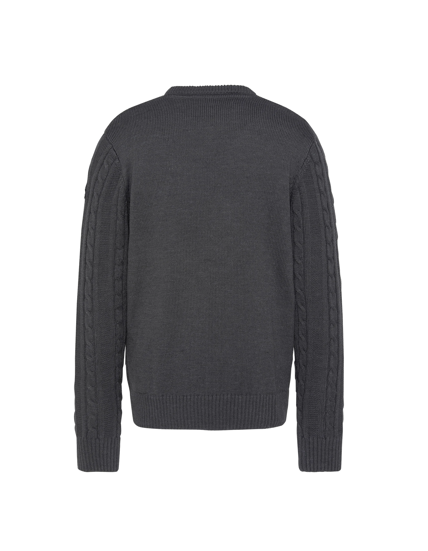 Pull col rond anthracite, maille torsadée