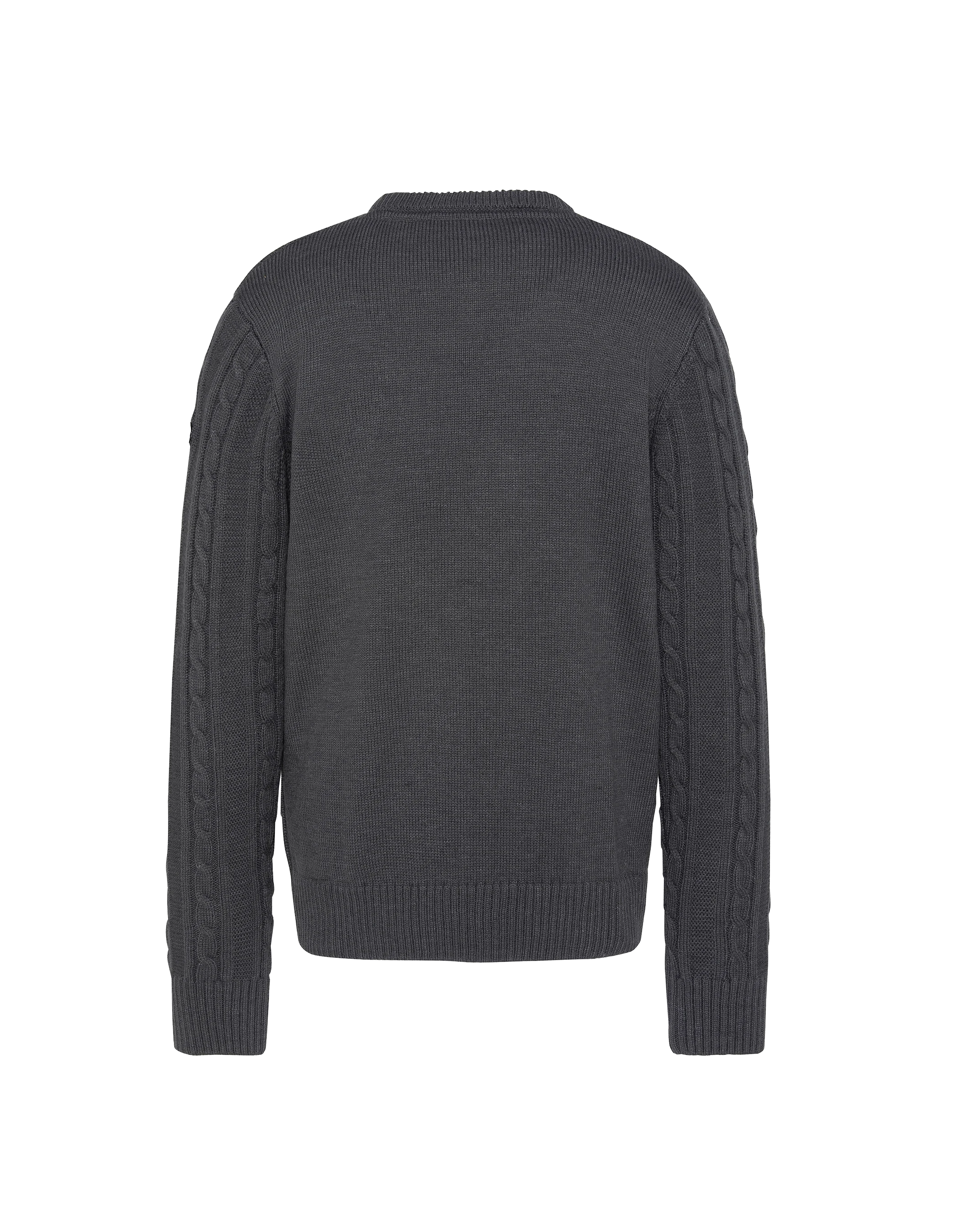 Pull col rond anthracite, maille torsadée-2