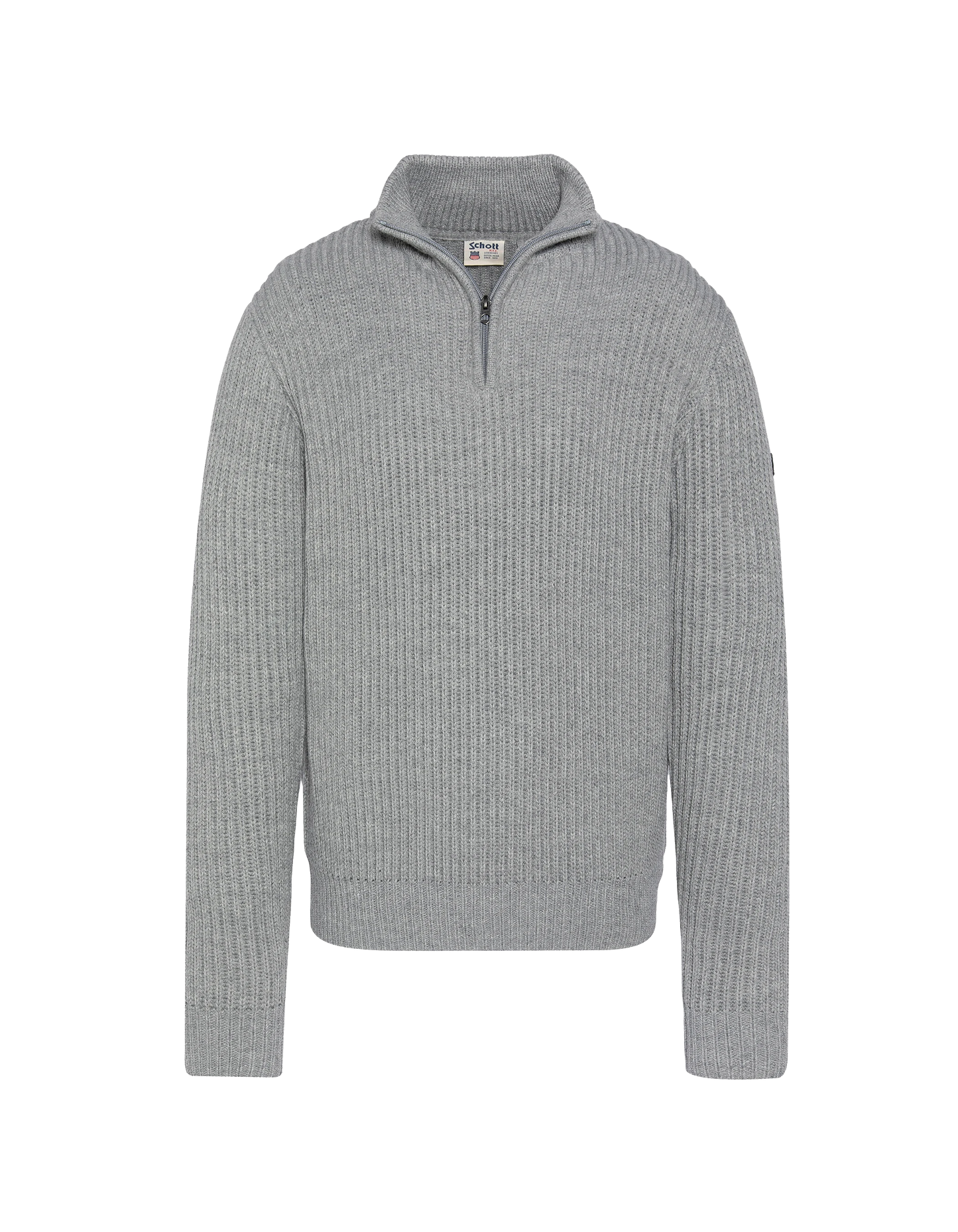 Pull camionneur gris chiné, maille côtelé