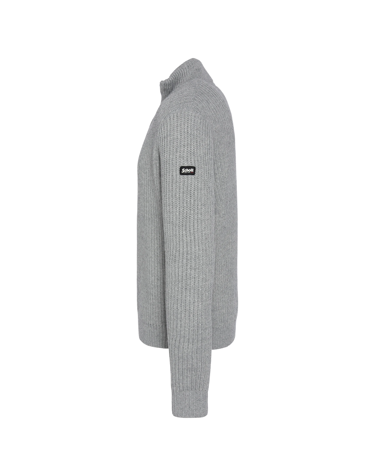 Pull camionneur gris chiné, maille côtelé