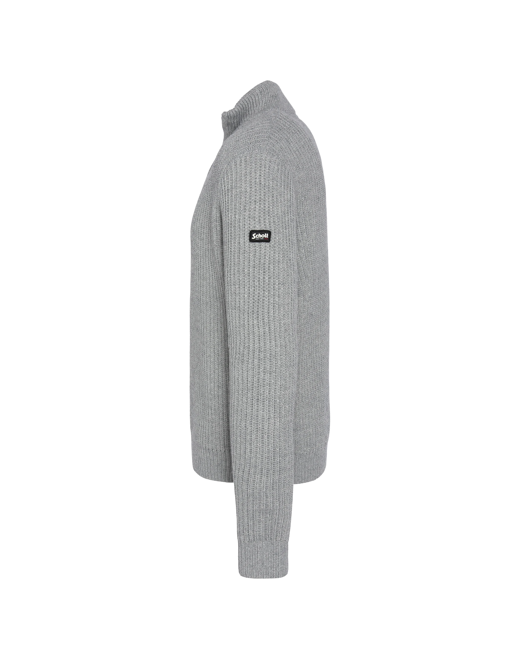 Pull camionneur gris chiné, maille côtelé-3