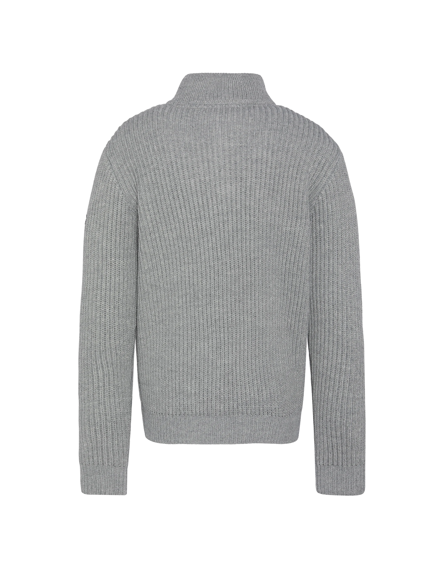 Pull camionneur gris chiné, maille côtelé