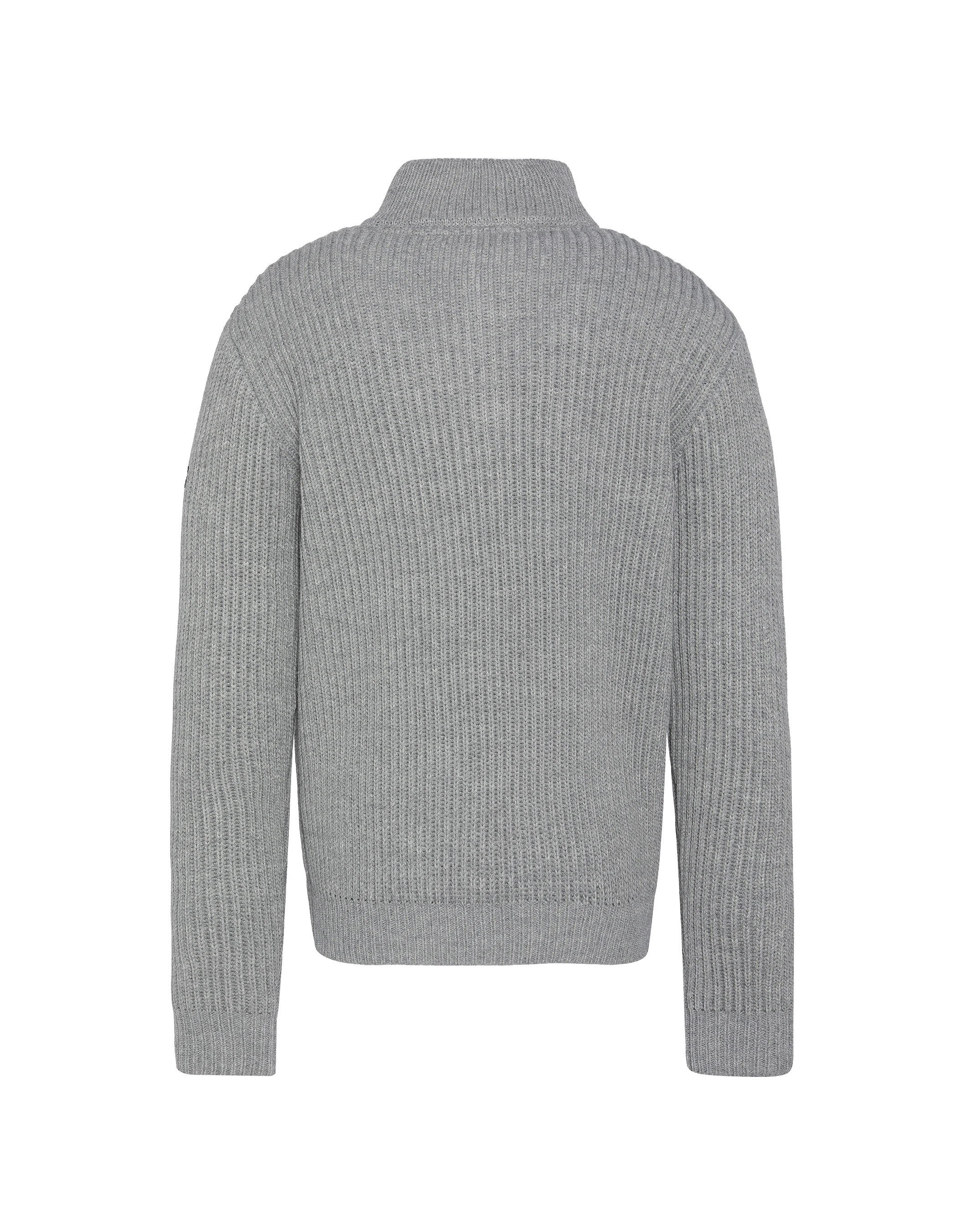 Pull camionneur gris chiné, maille côtelé-2