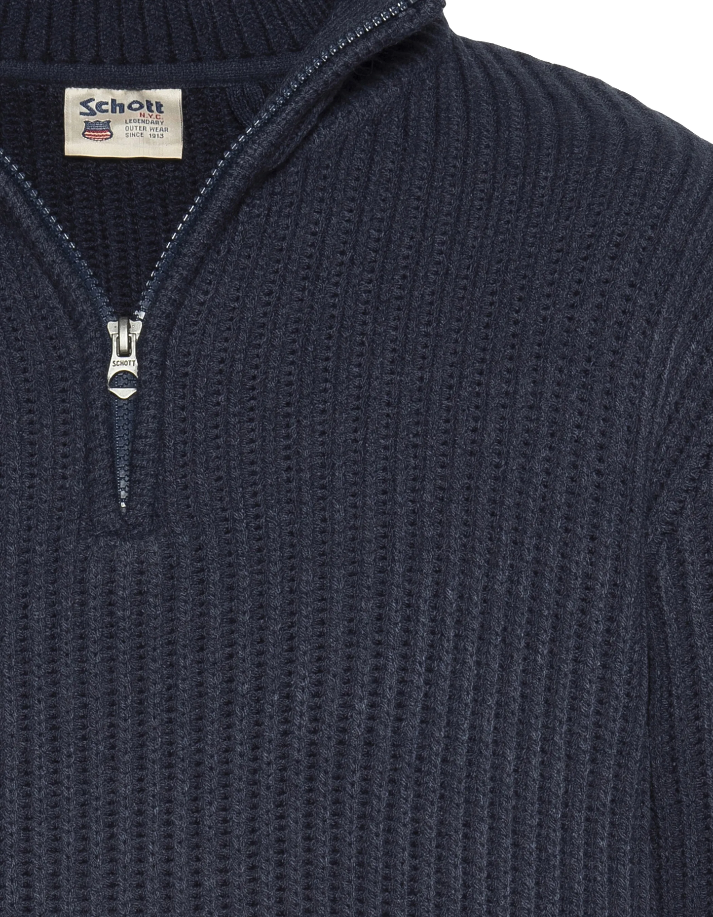 Pull camionneur bleu marine, maille côtelé