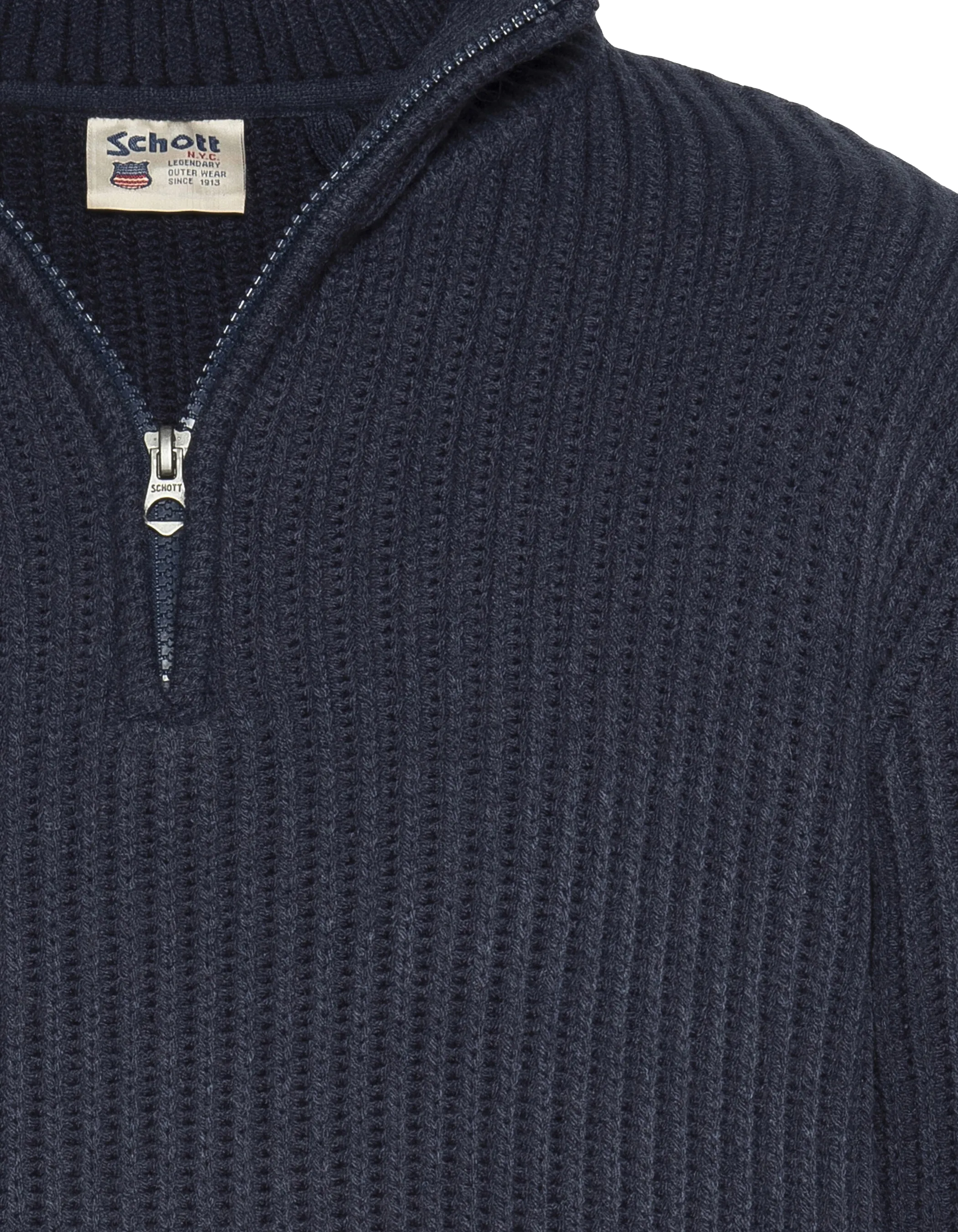 Pull camionneur bleu marine, maille côtelé-4