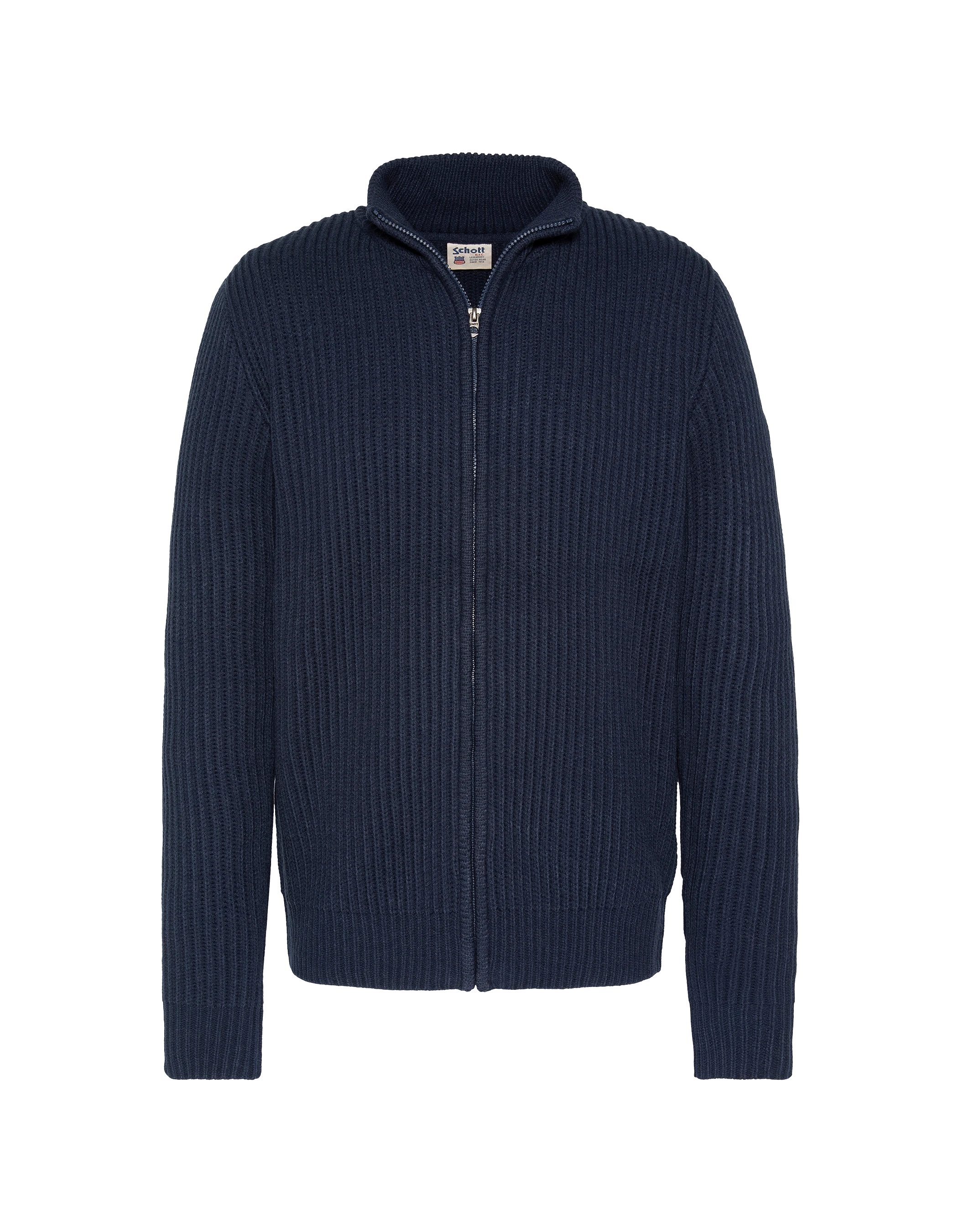 Dunkelblau Reißverschluss, geripptes Netz-1