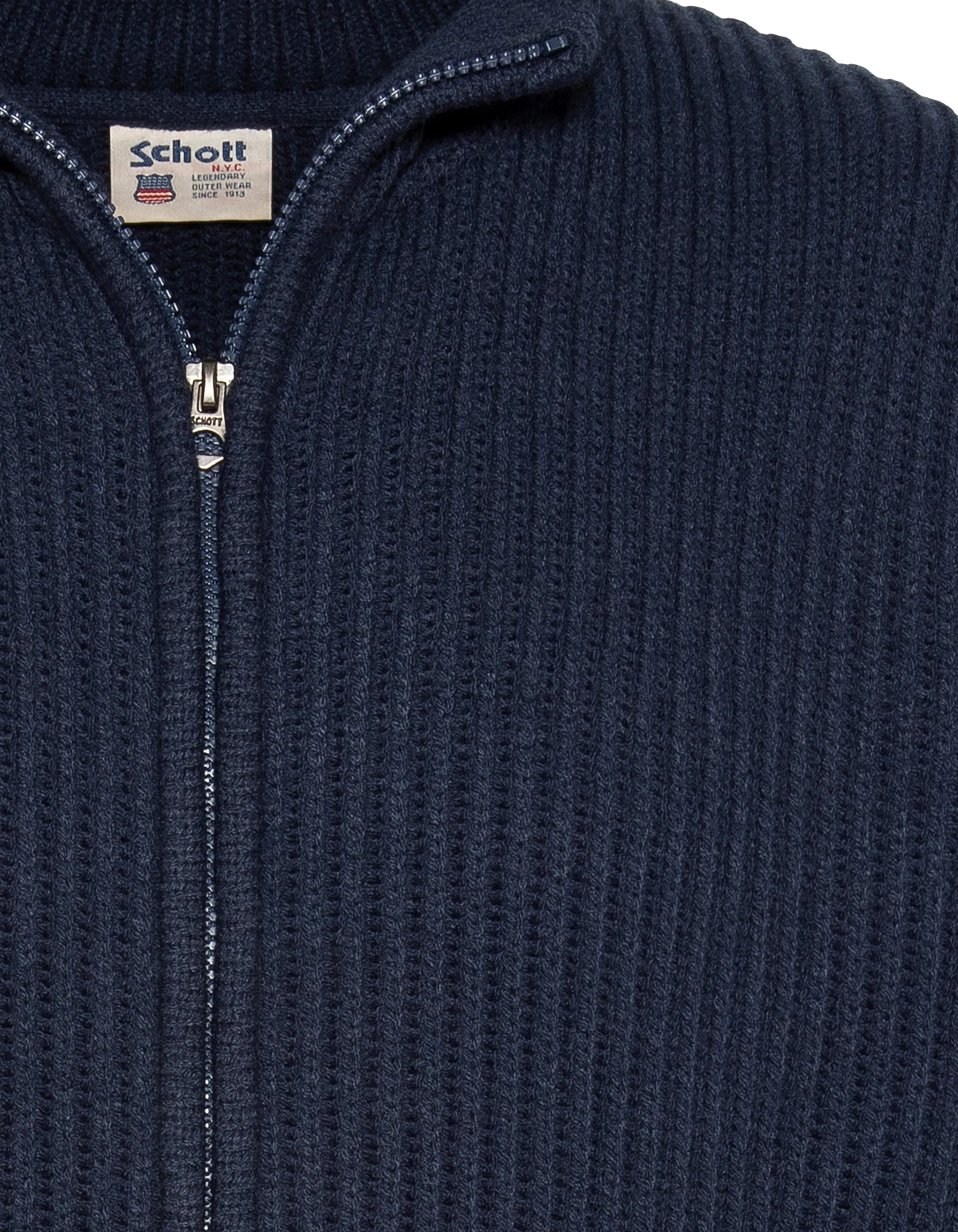 Dunkelblau Reißverschluss, geripptes Netz-4