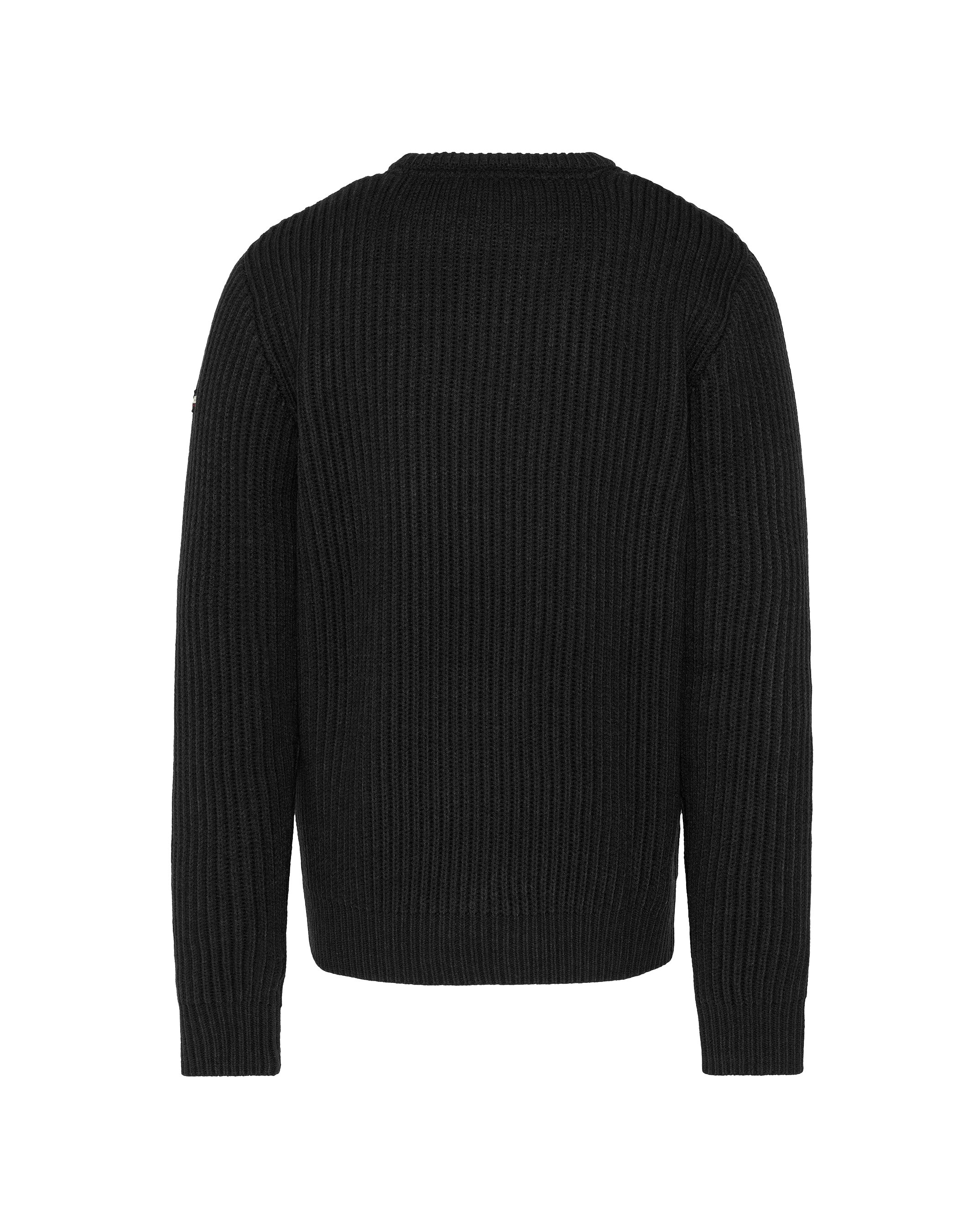 Black round neck sweater, ribbed mesh-2