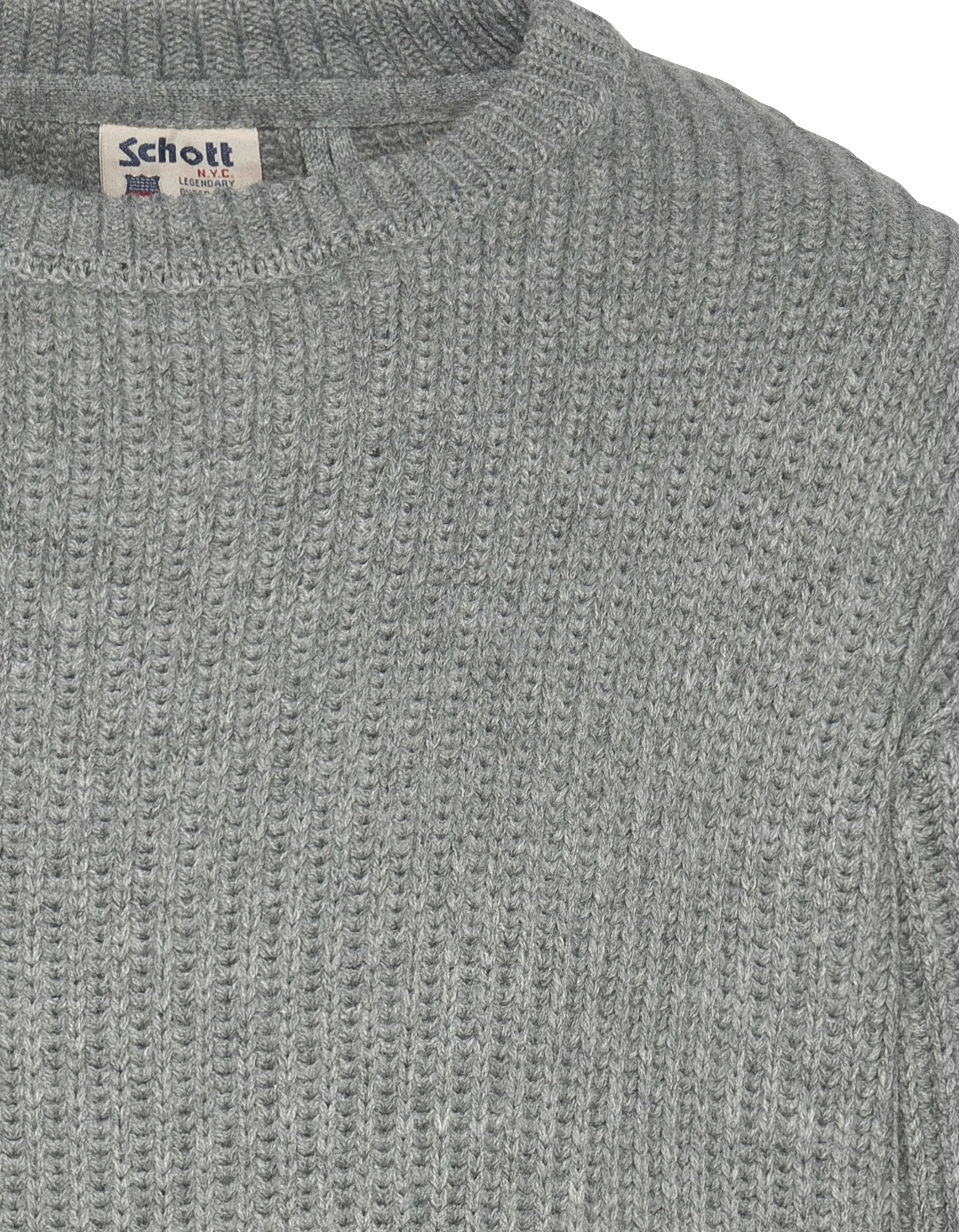 Pull col rond gris chiné, maille côtelé-4