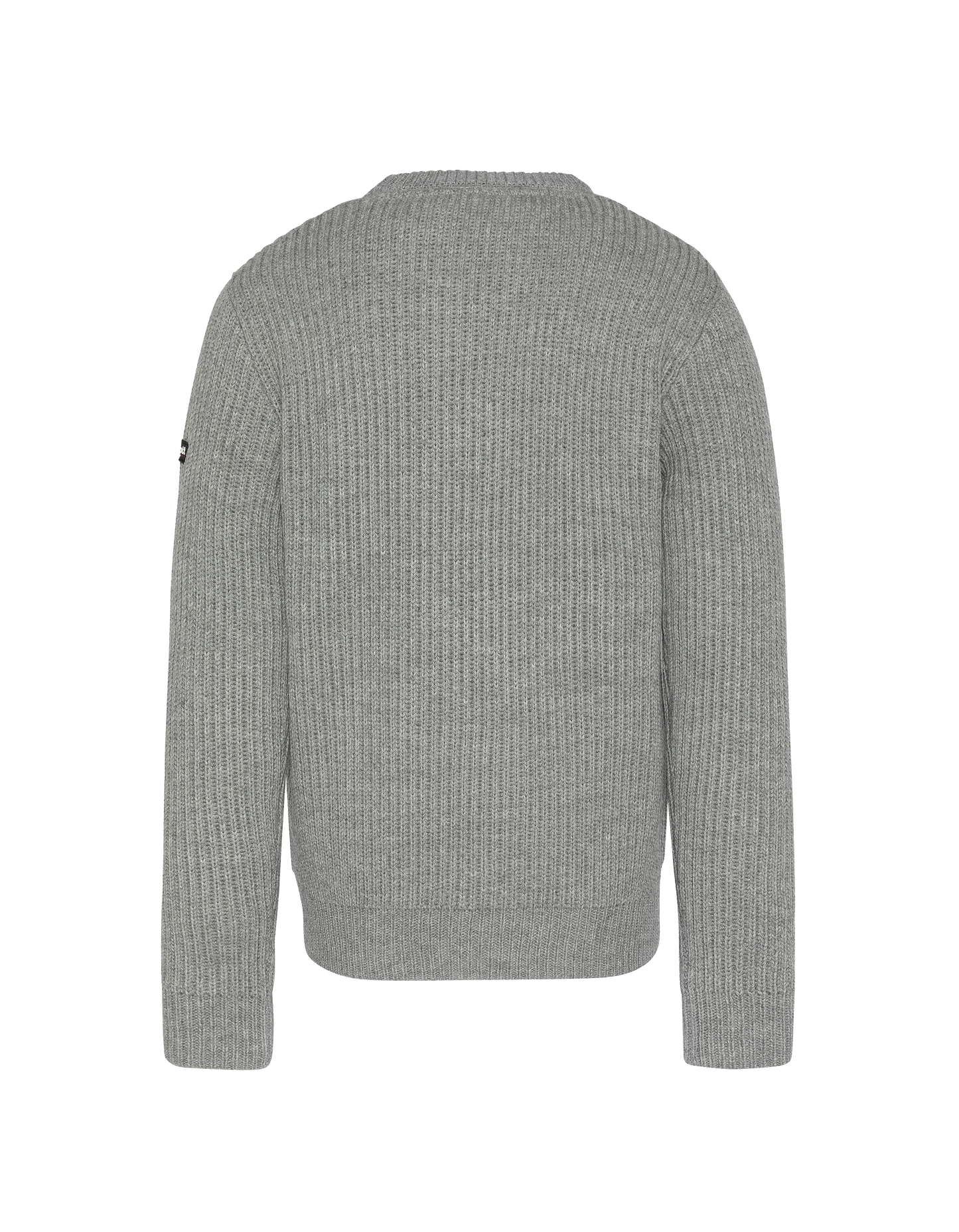 Pull col rond gris chiné, maille côtelé