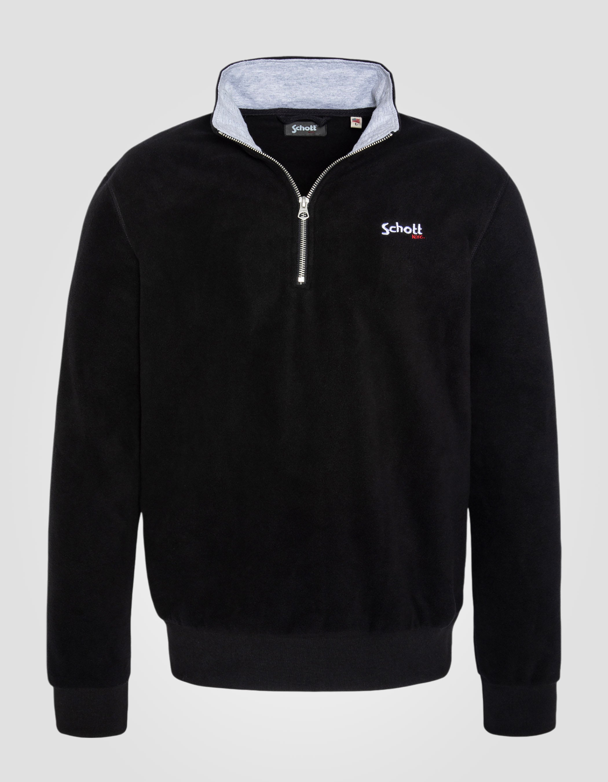 Black zipped polar sweater - Plhalfzip20 | Schott NYC®