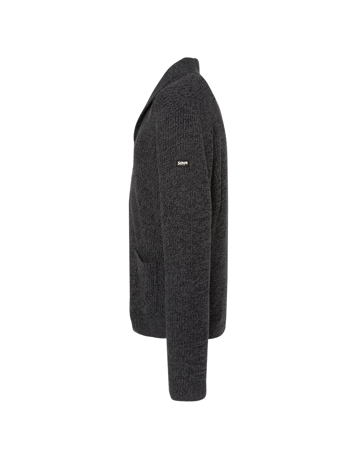 Cardigan anthracite en maille côtelée à col châle-3
