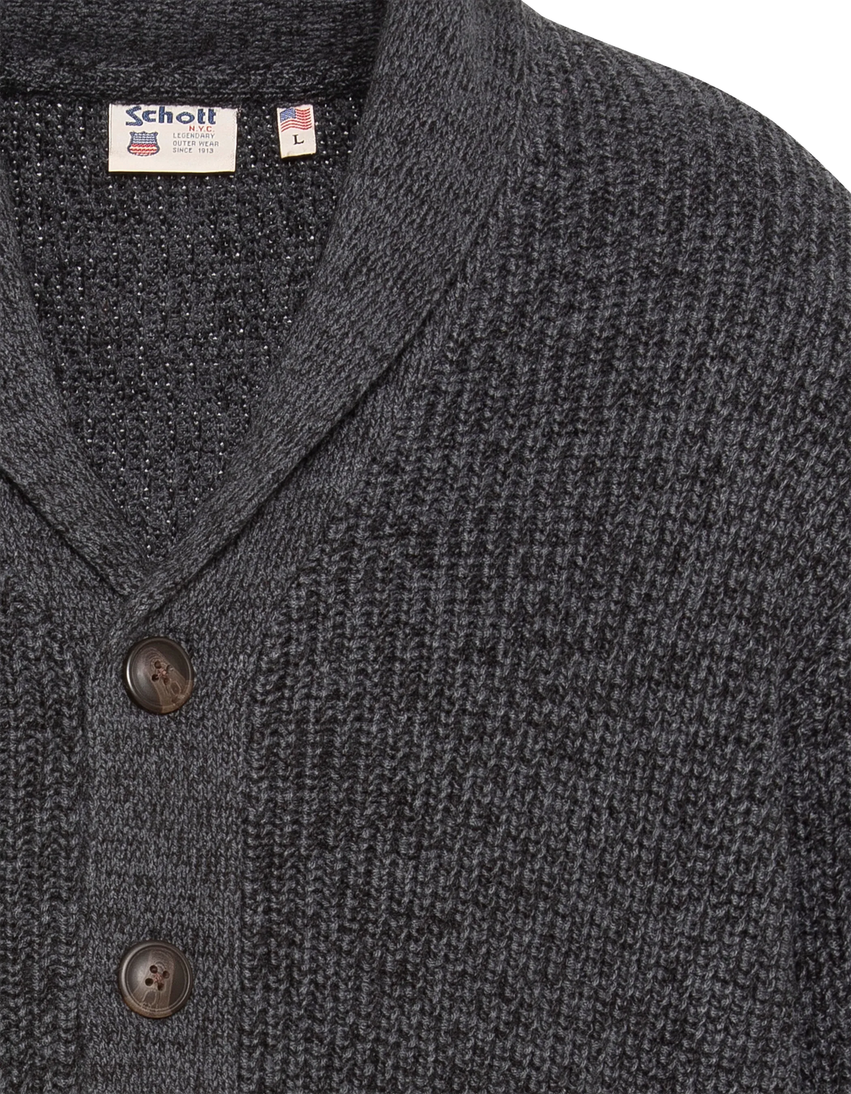 Cardigan anthracite en maille côtelée à col châle