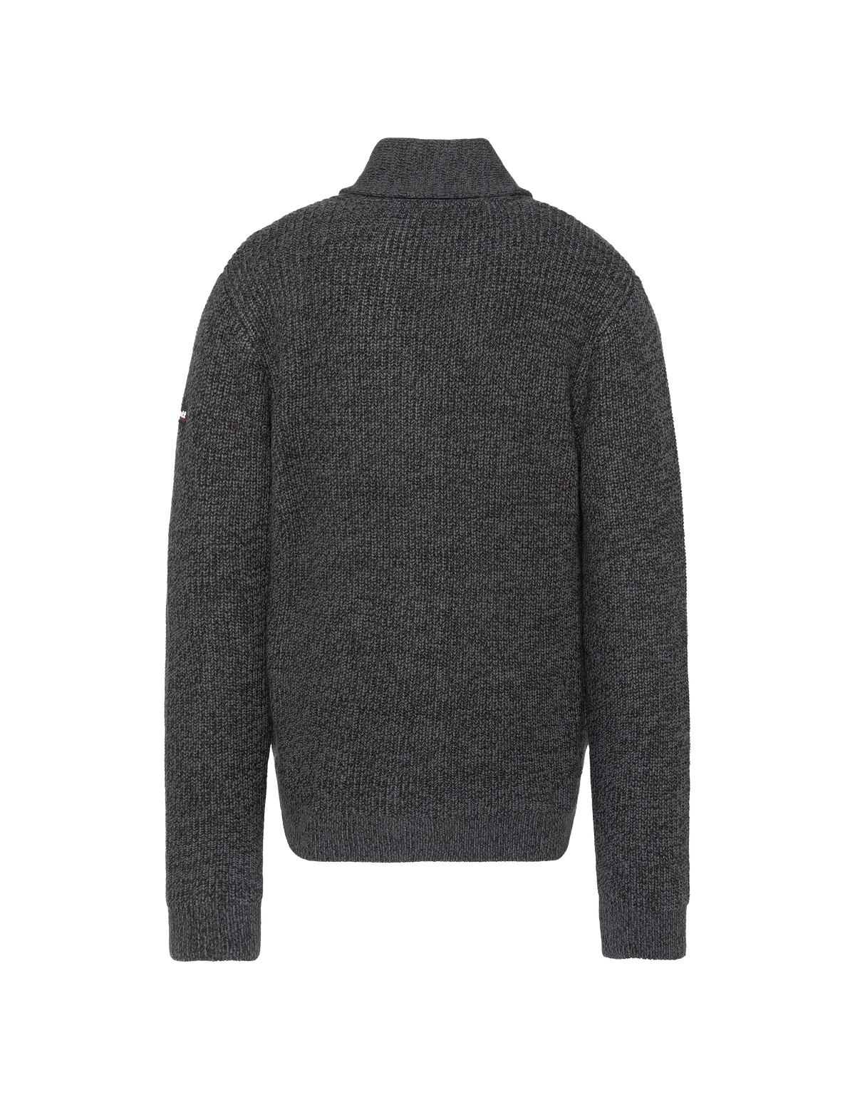 Cardigan anthracite en maille côtelée à col châle-2